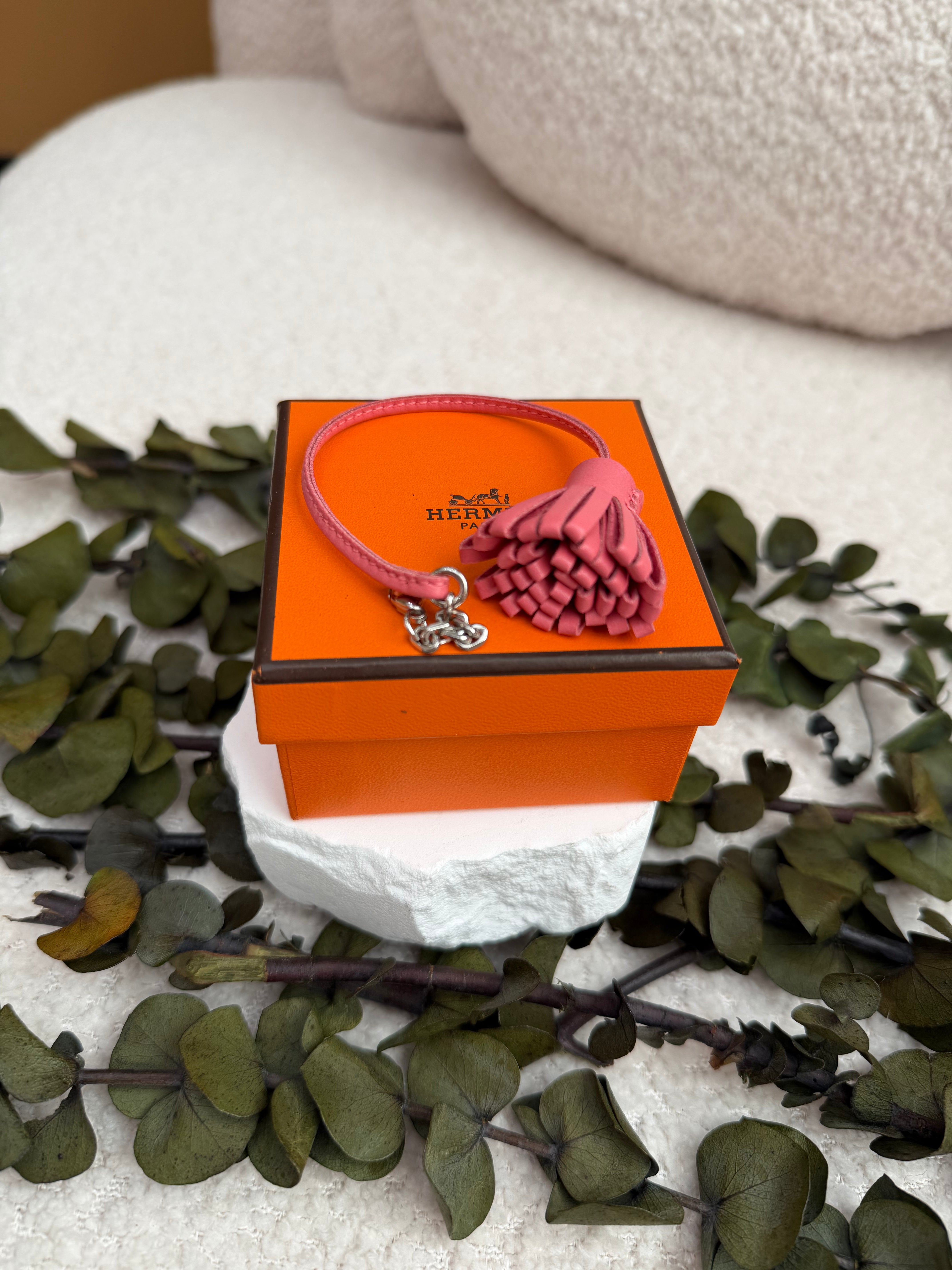 Hermes Rose Confetti Milo Lambskin Carmencita Bag Charm