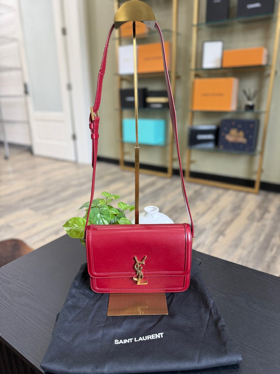 Saint Laurent YSL Red Leather Solferino Satchel 