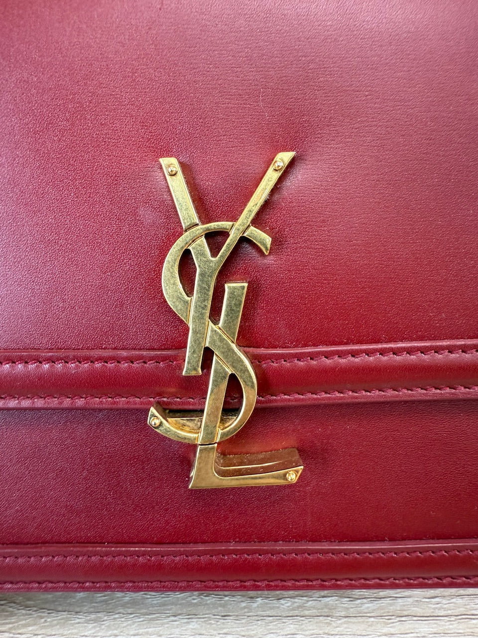 Saint Laurent YSL Red Leather Solferino Satchel 