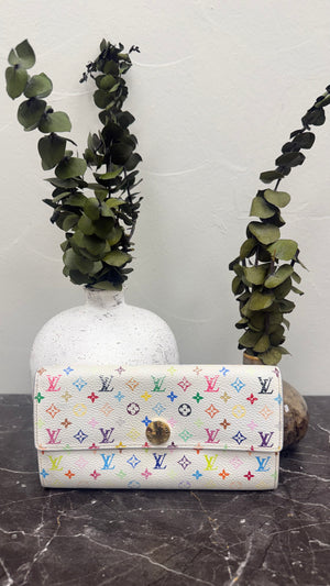 Louis Vuitton White Multicolor Monogram Sarah Wallet