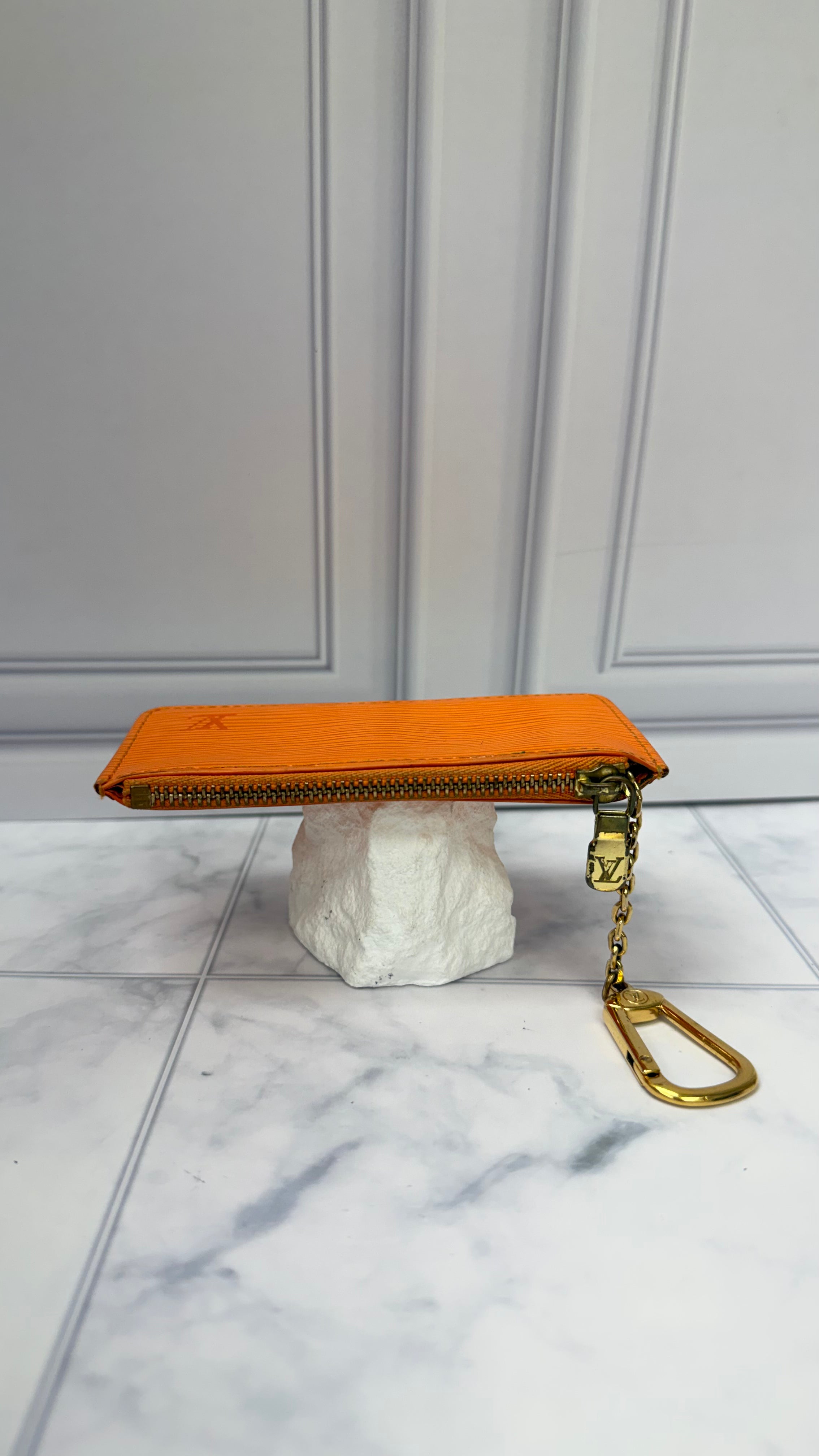 Louis Vuitton Orange Epi Leather Key Cles