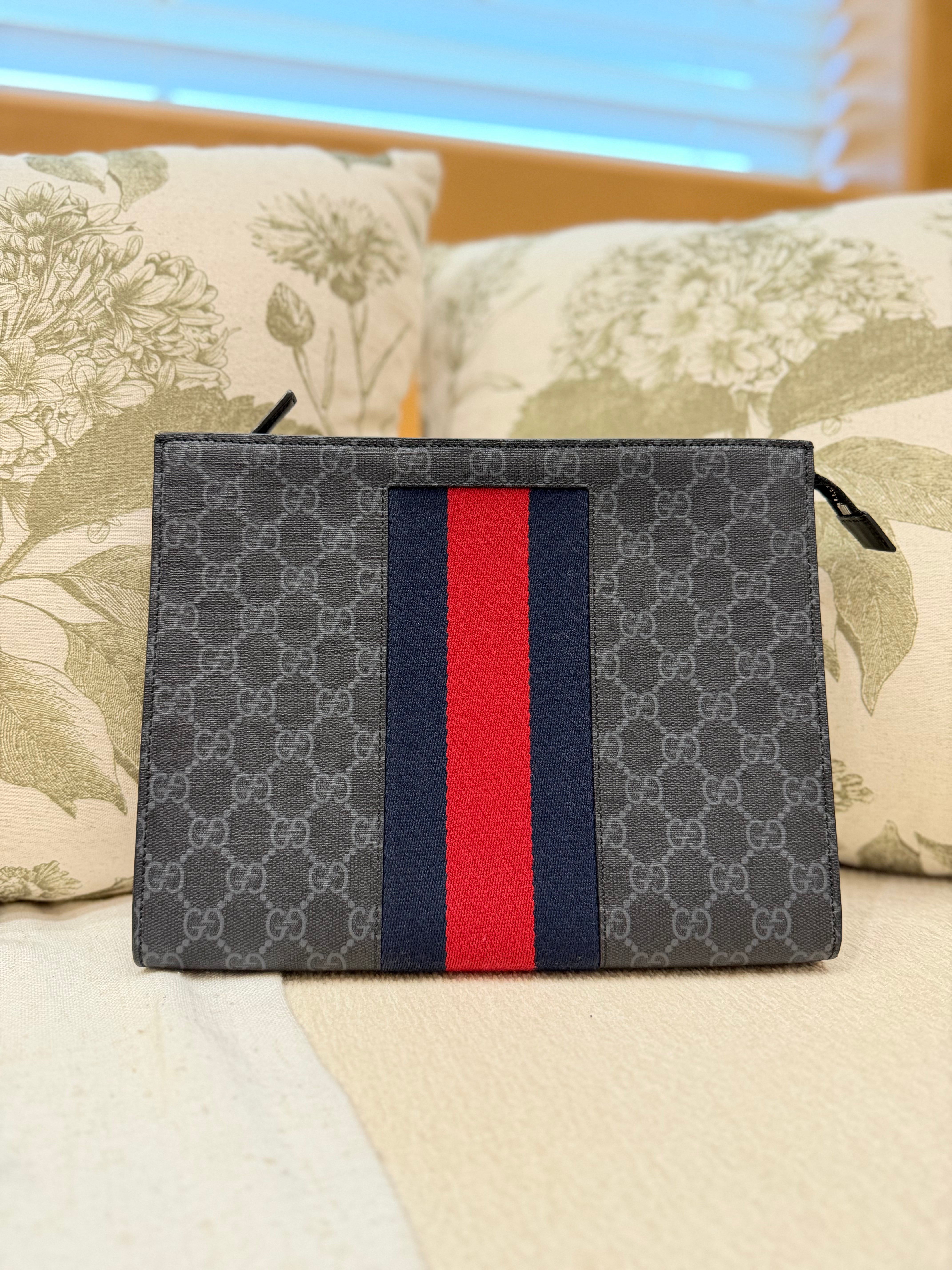 Gucci Black GG Supreme Web Pouch