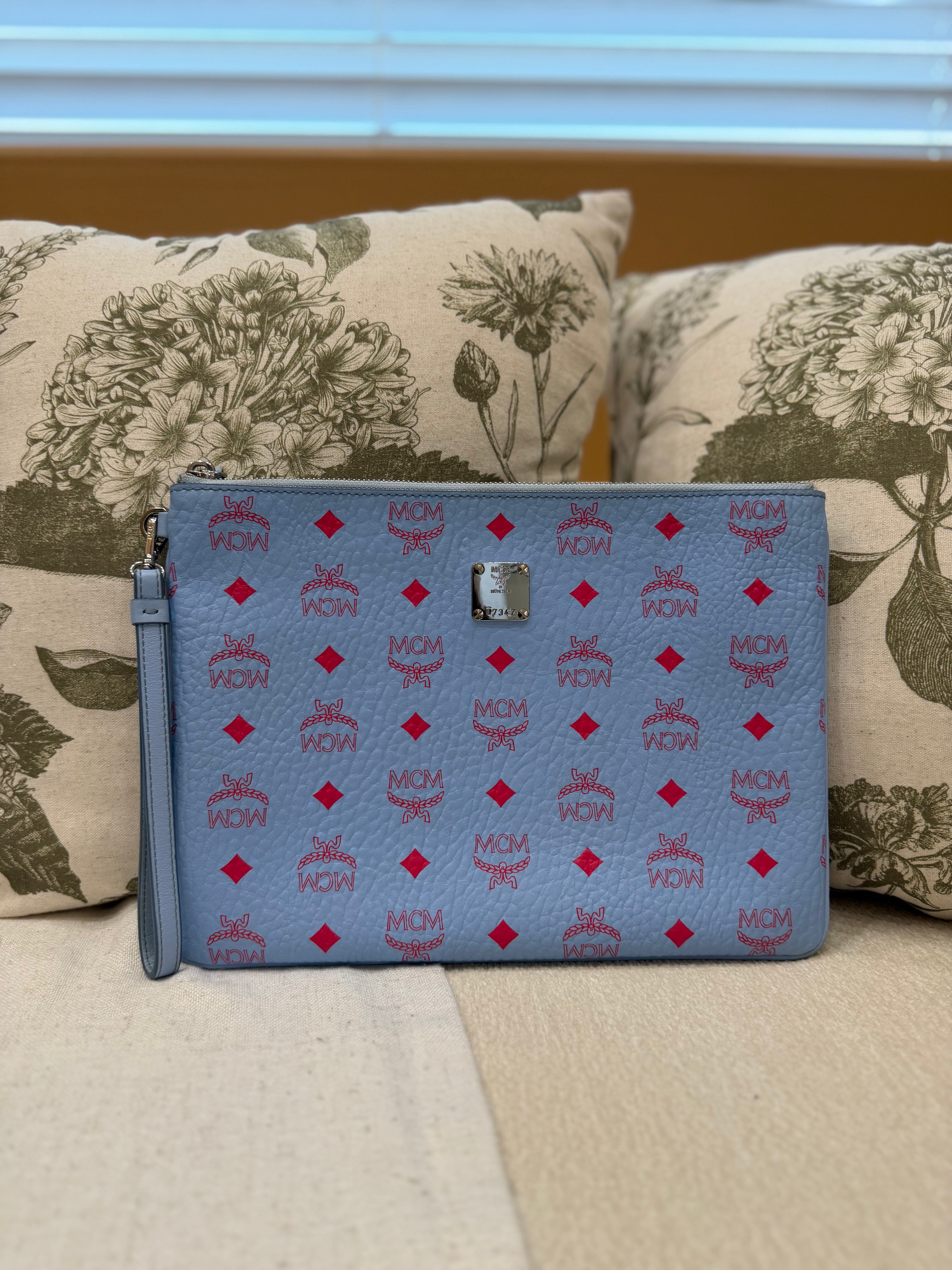 MCM Blue Bell Visetos Medium Wristlet