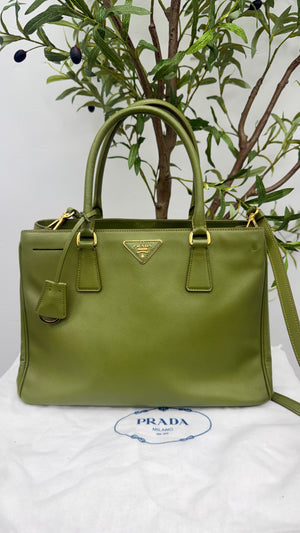 Prada Green Saffiano Leather Medium Gardener's Tote Bag