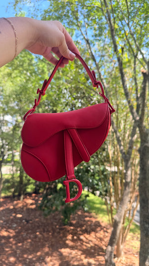 Christian Dior Red Ultra Matte Leather Saddle Mini Handbag