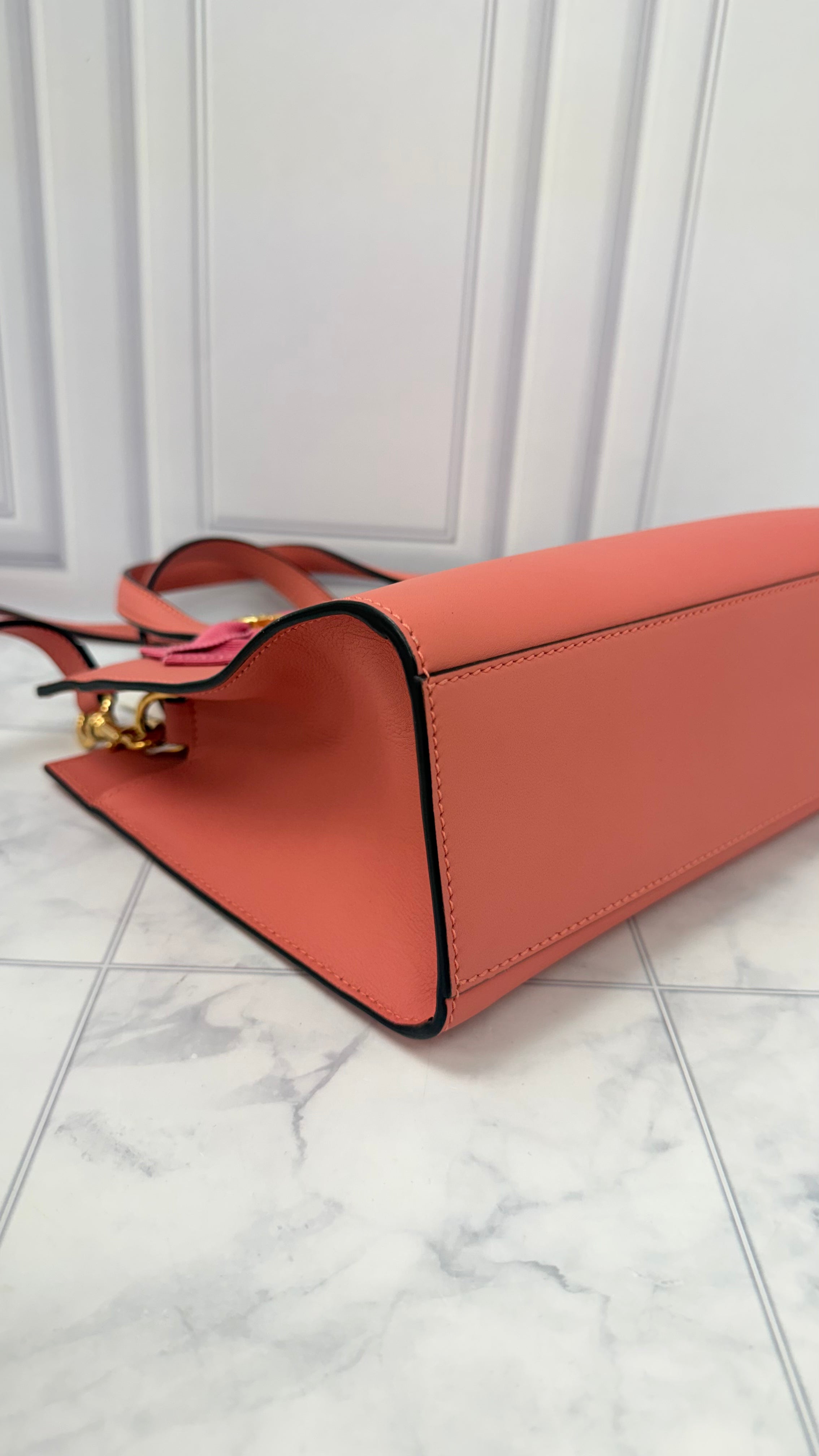 LIKE NEW - Gucci Pink Leather GG Ribbons Small 2way Tote Bag