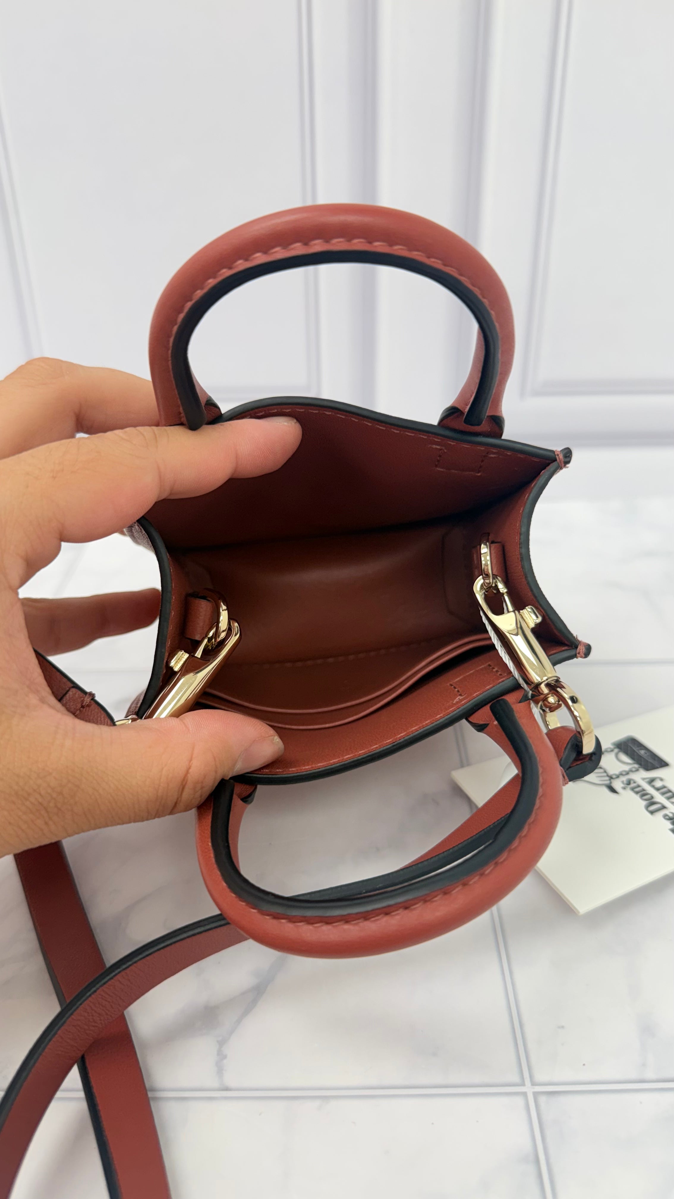 LIKE NEW - Valentino Dusty Rose Leather VLogo Signature Mini Pouch Tote Crossbody