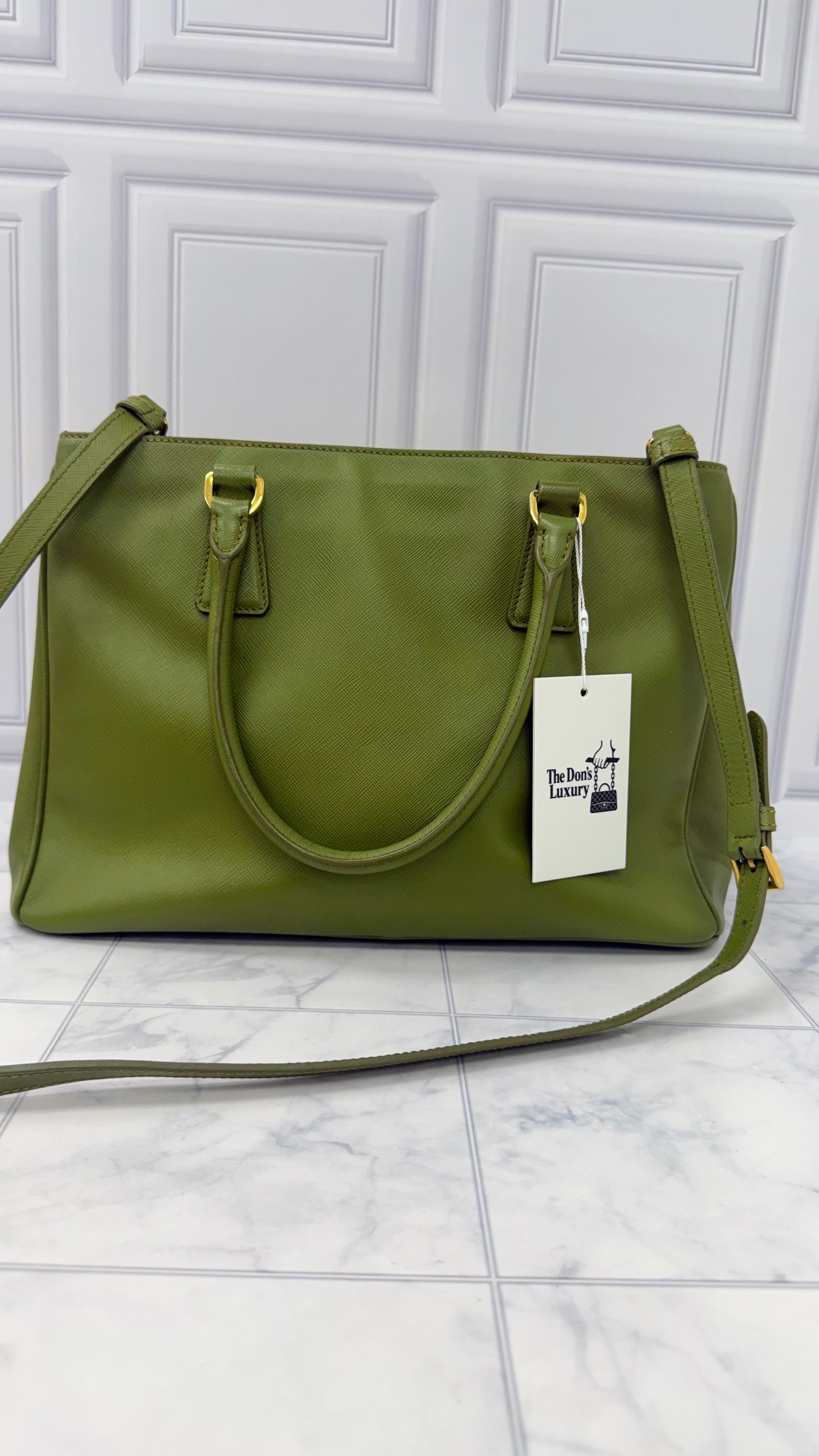 Prada Green Saffiano Leather Medium Gardener's Tote Bag