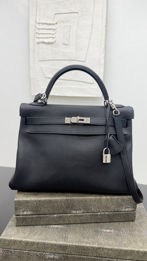 Hermes Black Togo Leather Kelly 32 Handbag