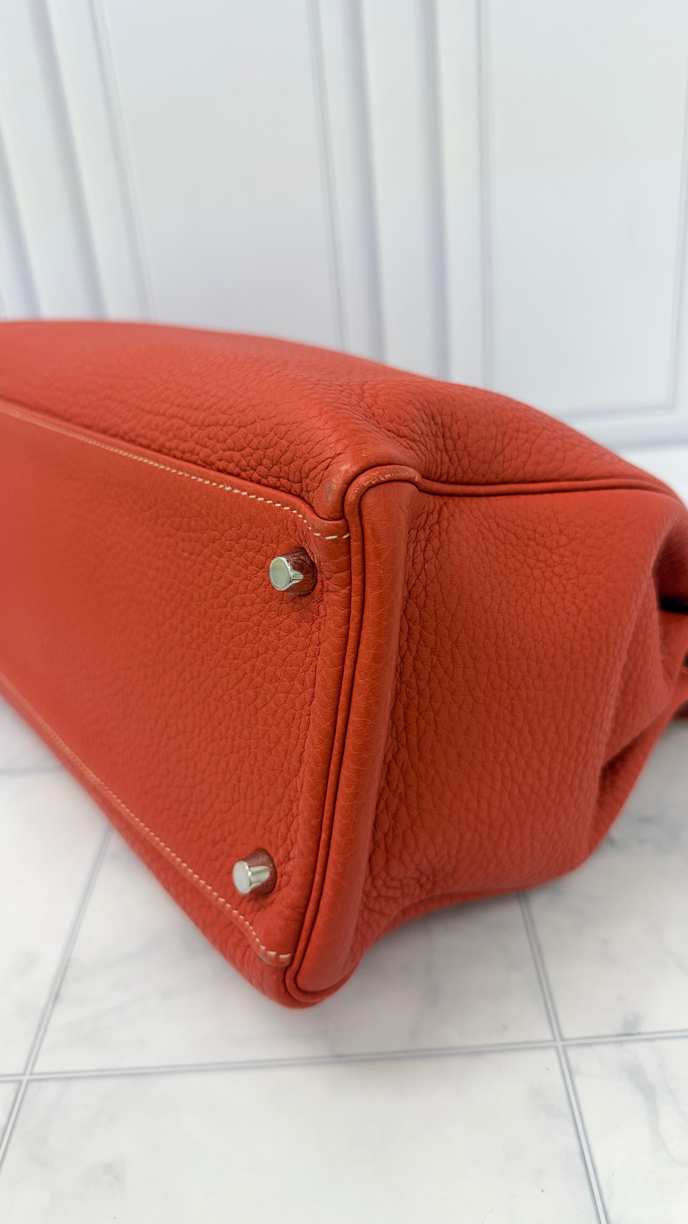Hermes Orange Togo Leather Kelly Amazone 35 Handbag