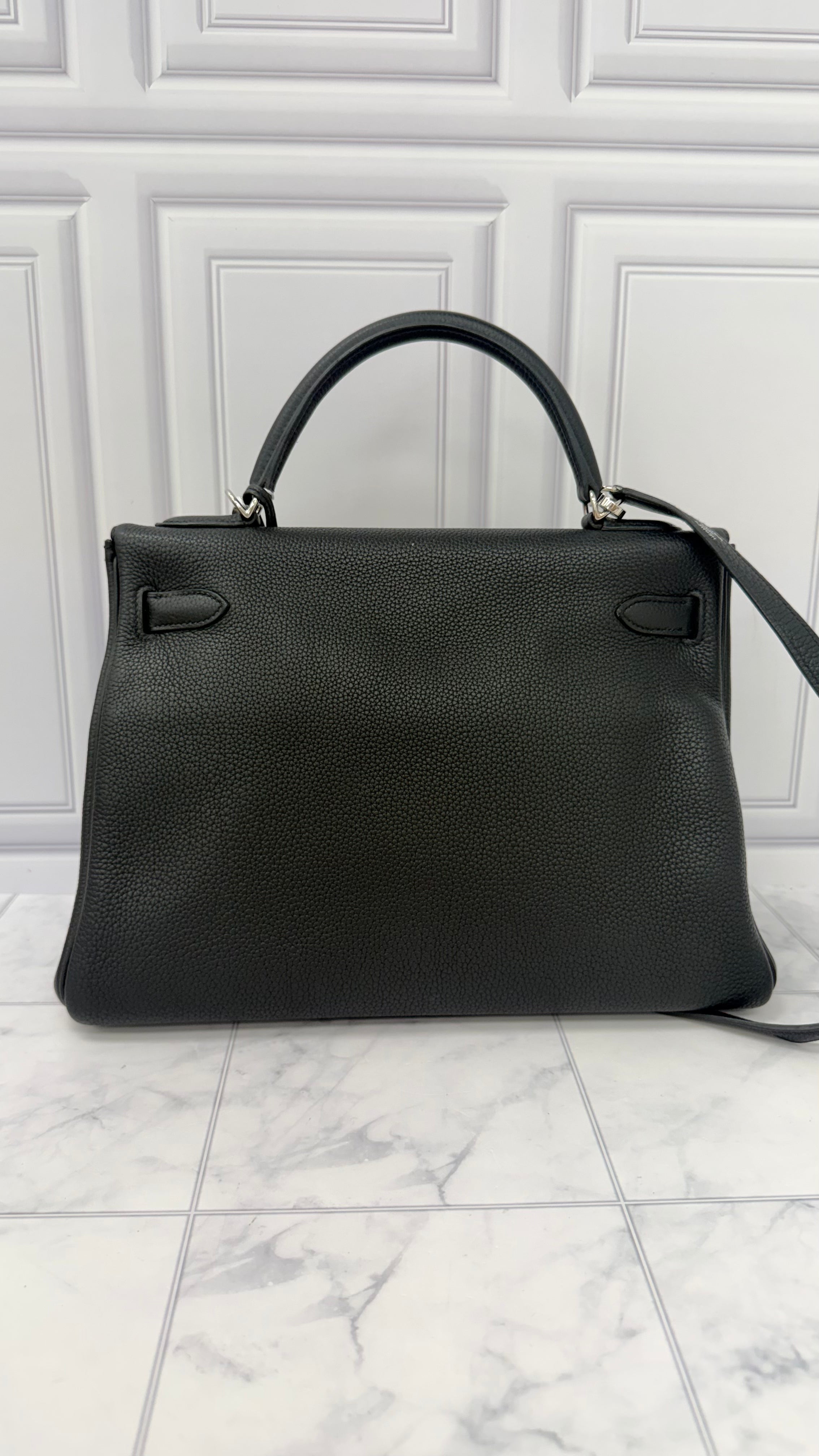 Hermes Black Togo Leather Kelly 32 Handbag