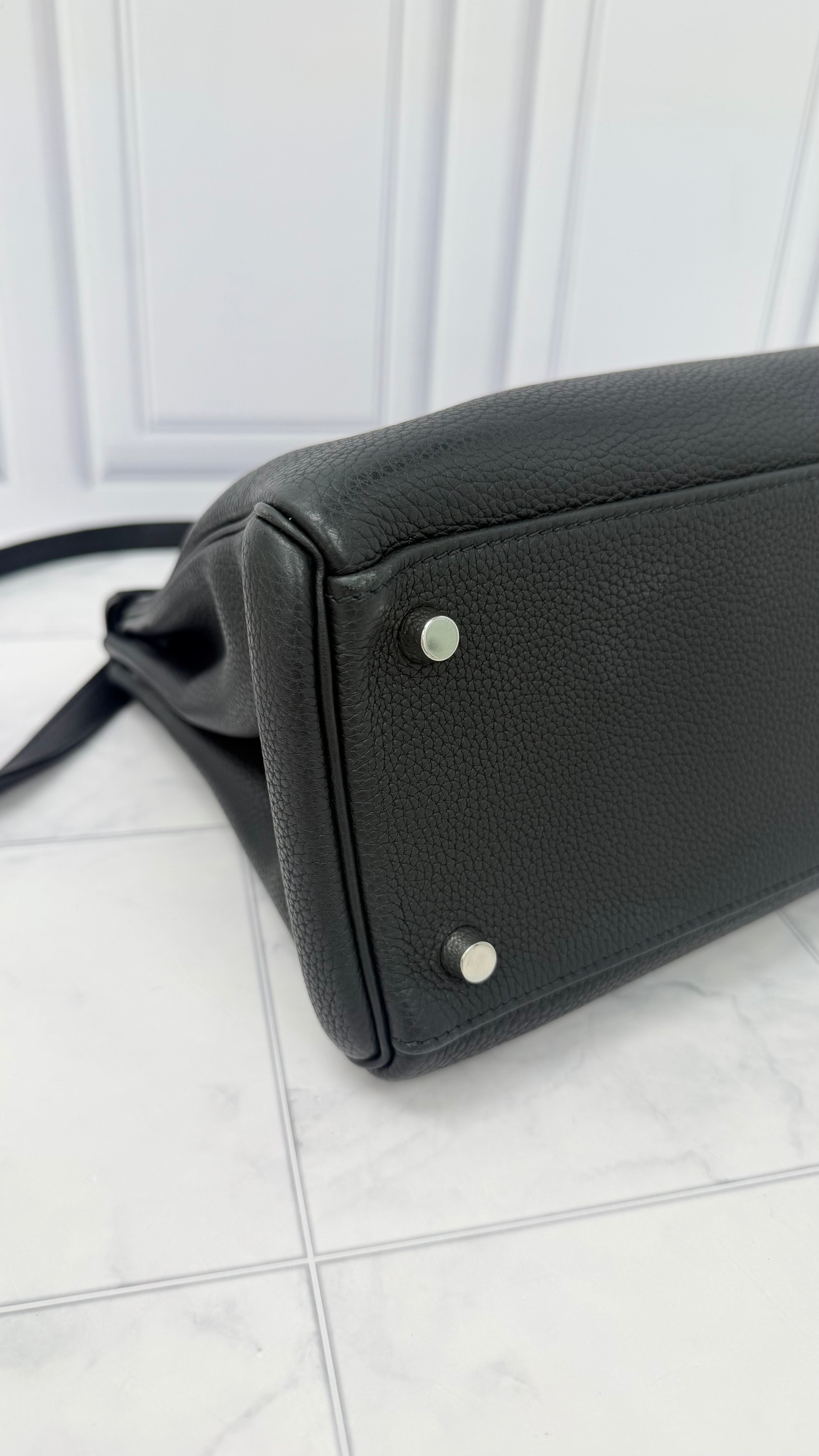 Hermes Black Togo Leather Kelly 32 Handbag
