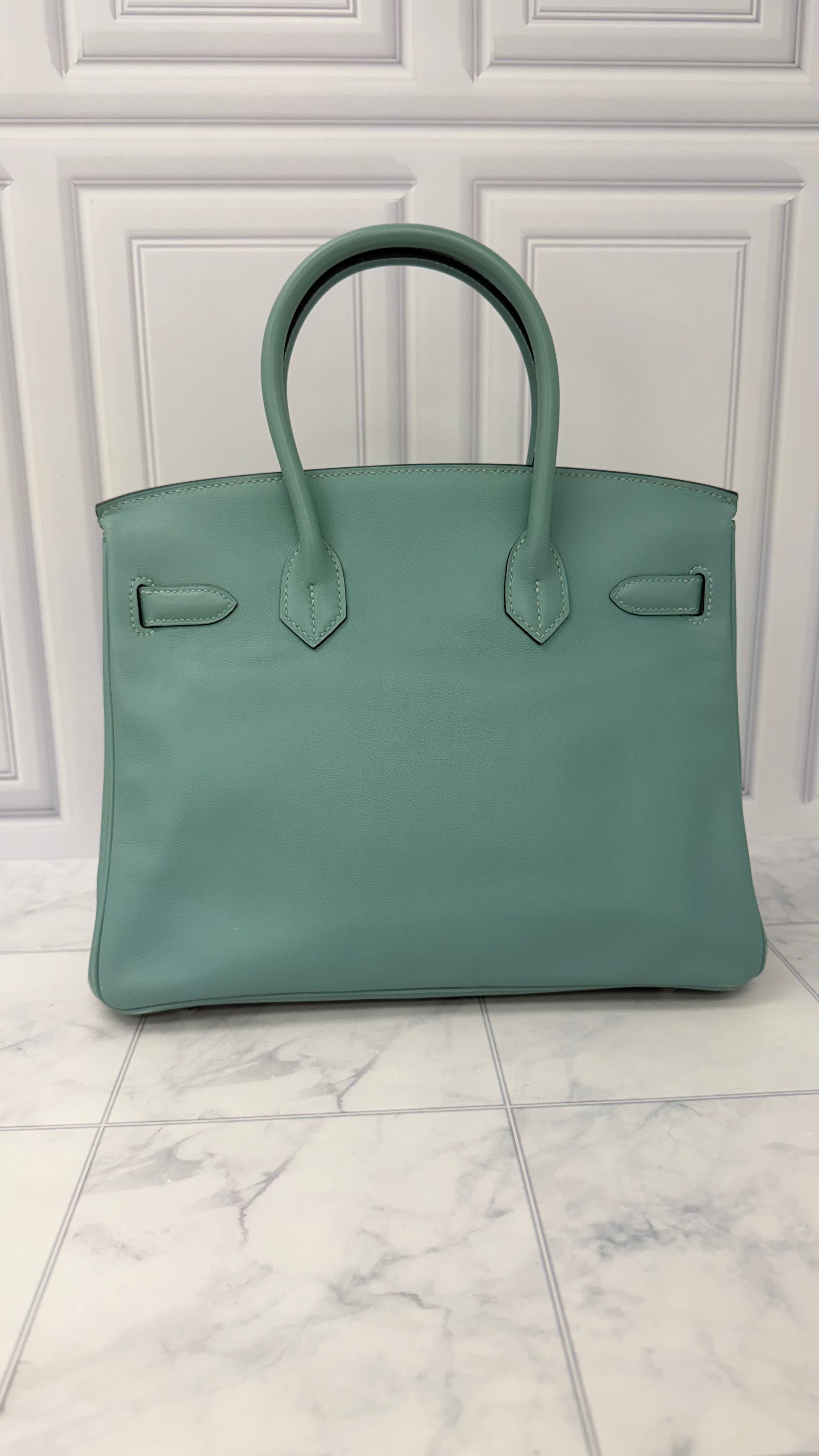 Hermes Blue Ciel Swift Leather Birkin 30 Handbag