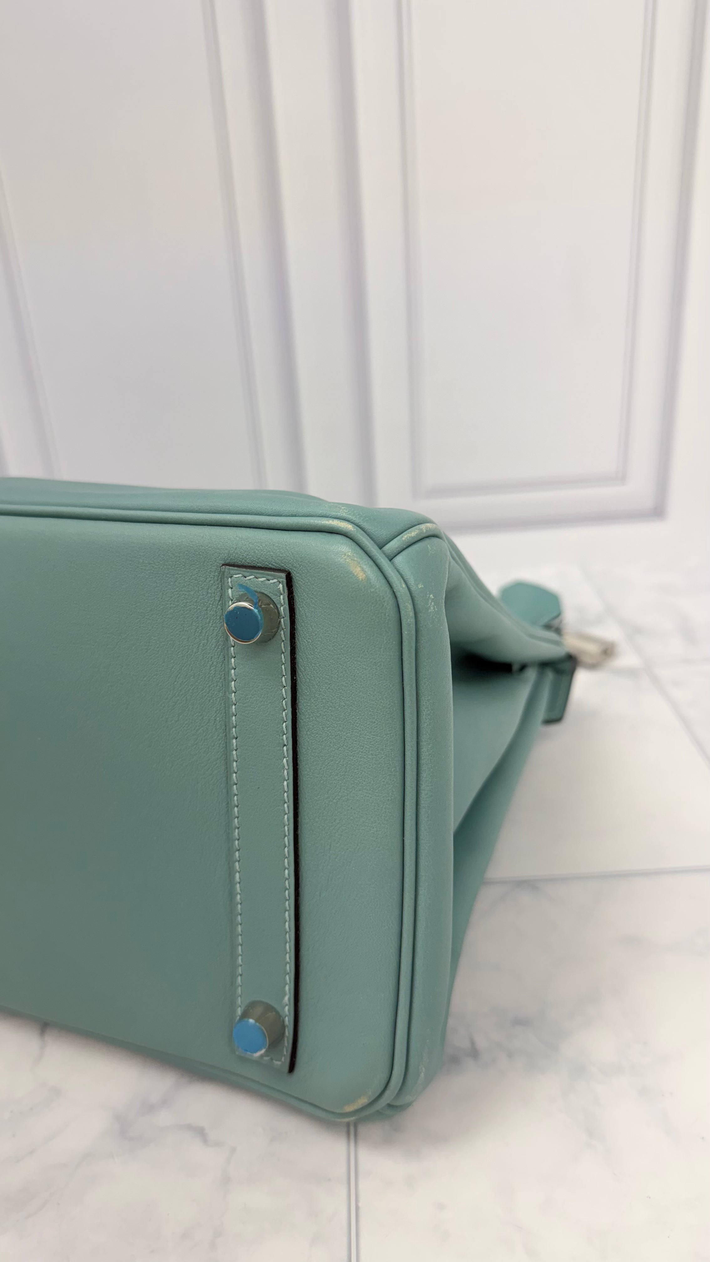 Hermes Blue Ciel Swift Leather Birkin 30 Handbag