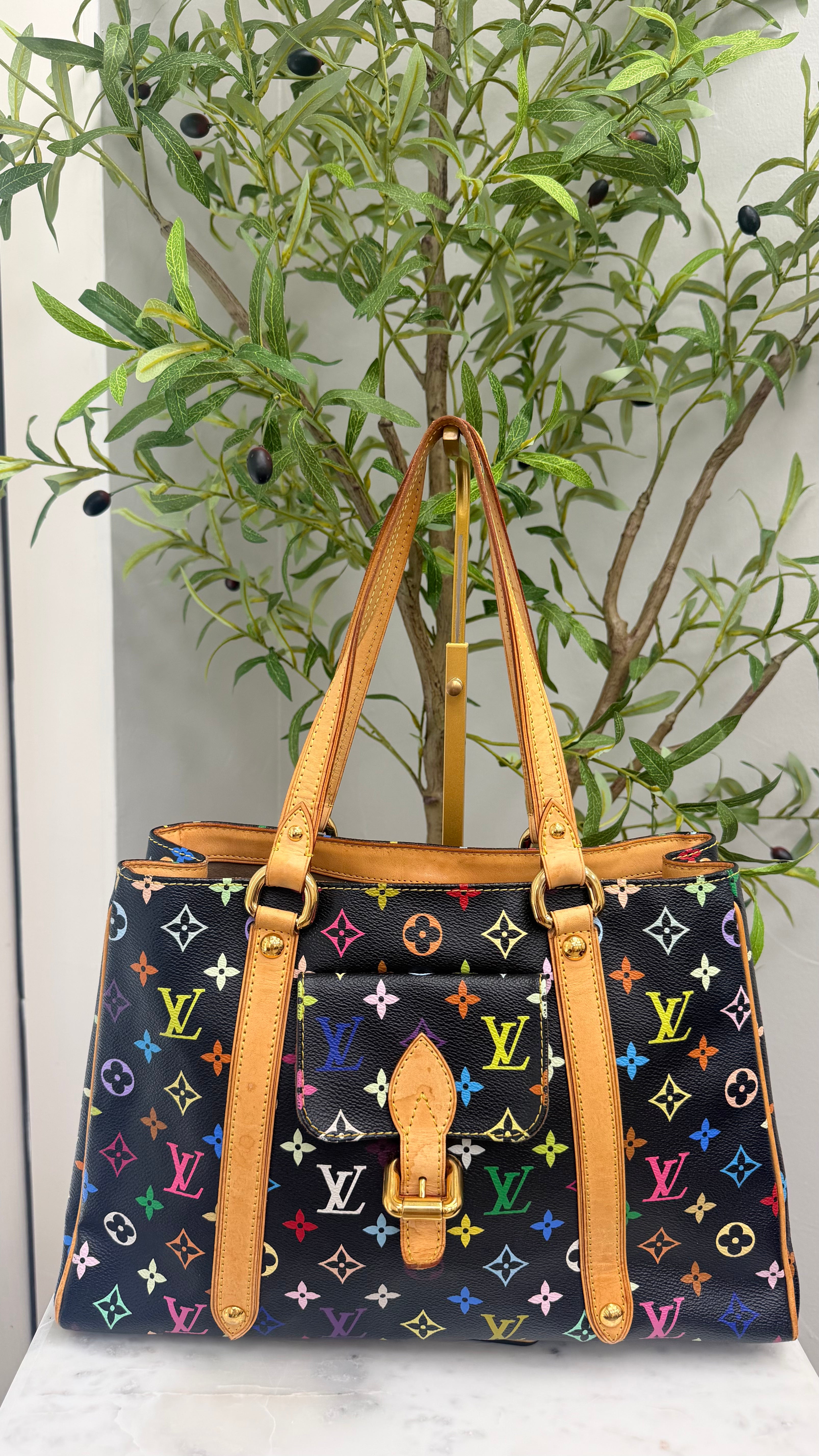 Louis Vuitton Black Multicolor Monogram Aurelia MM Handbag