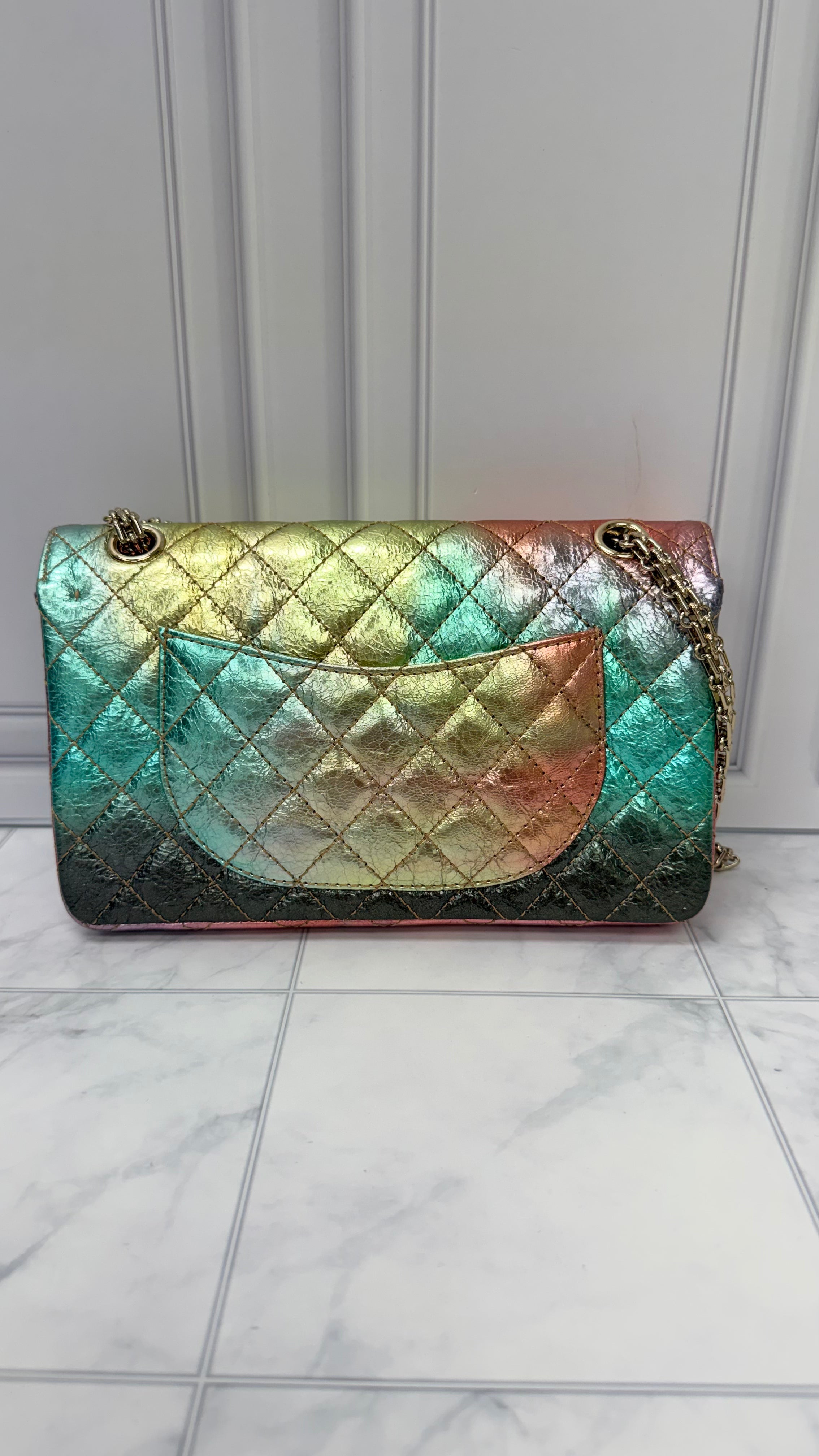 LIKE NEW - Chanel Reissue Medium Rainbow Iridescent Quilted Leather Flap Bag