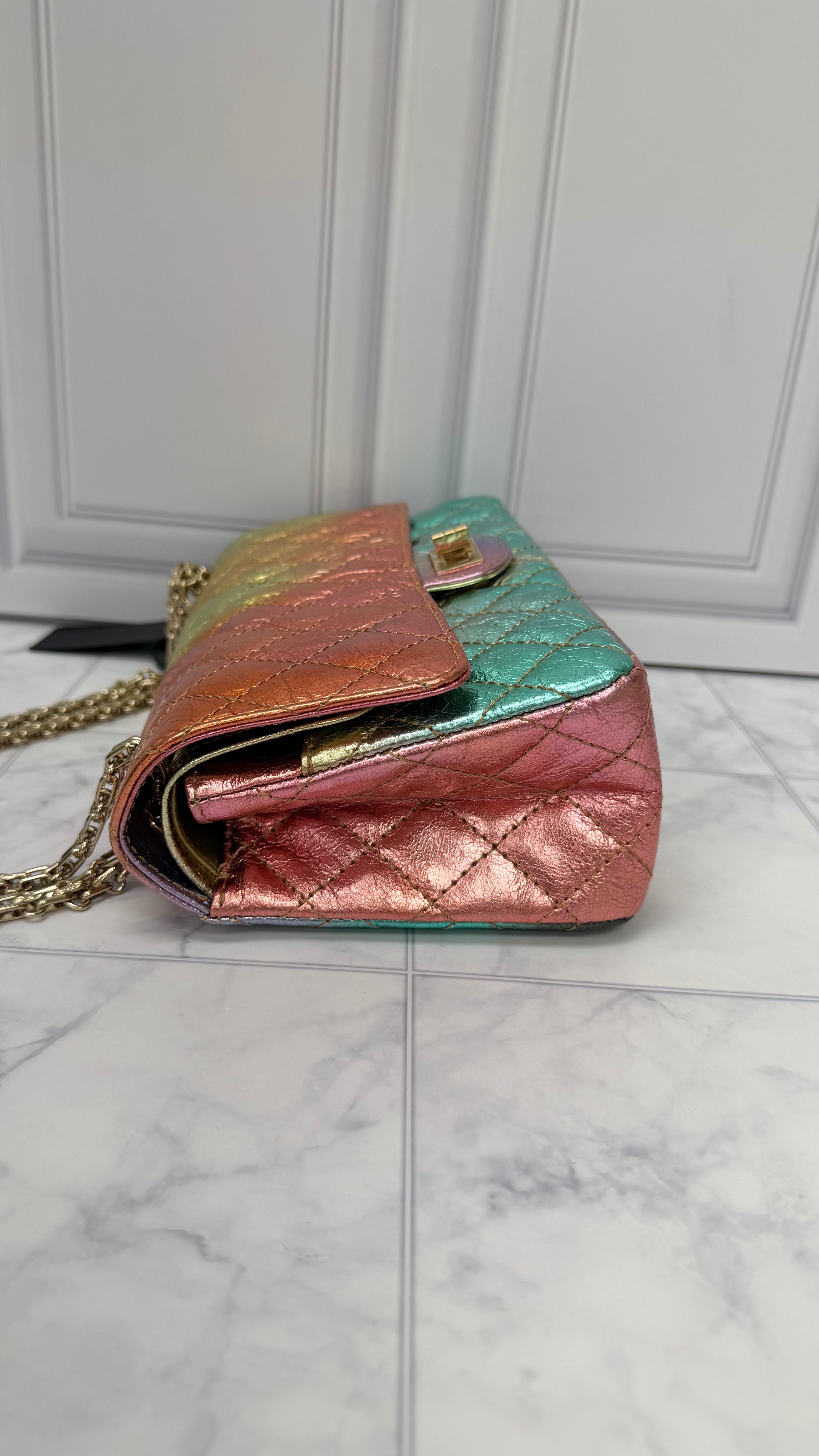 LIKE NEW - Chanel Reissue Medium Rainbow Iridescent Quilted Leather Flap Bag