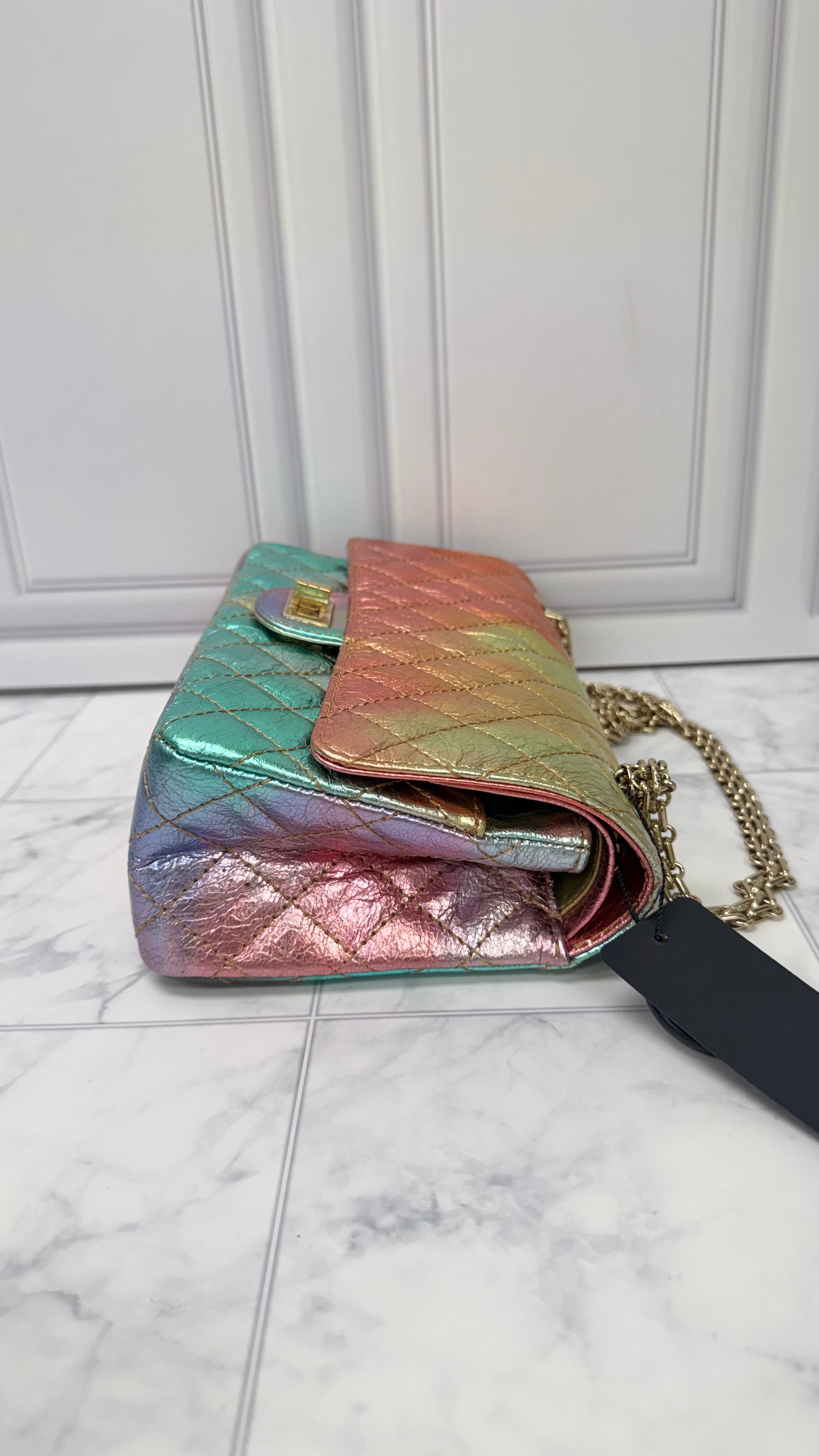 LIKE NEW - Chanel Reissue Medium Rainbow Iridescent Quilted Leather Flap Bag