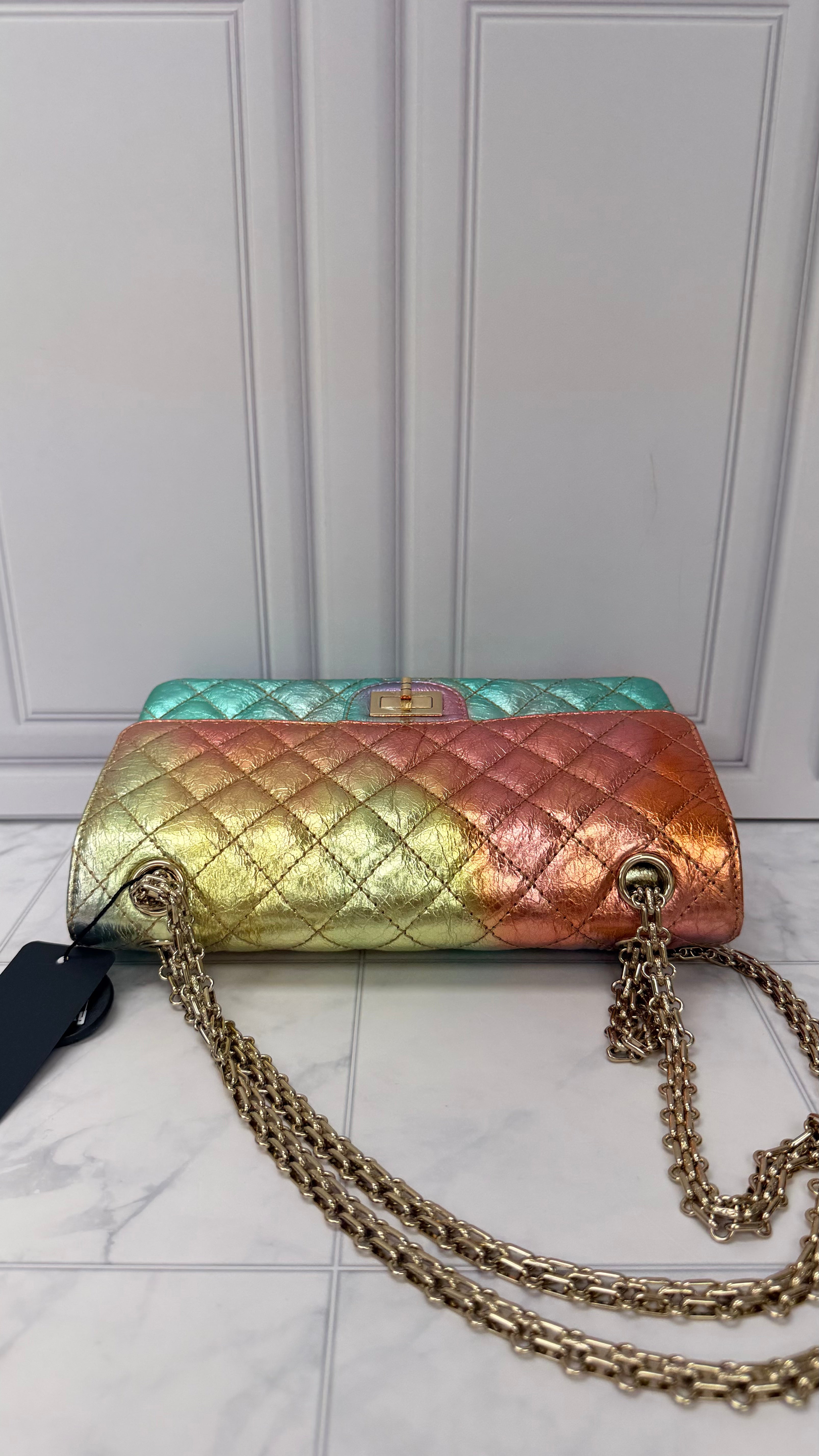 LIKE NEW - Chanel Reissue Medium Rainbow Iridescent Quilted Leather Flap Bag
