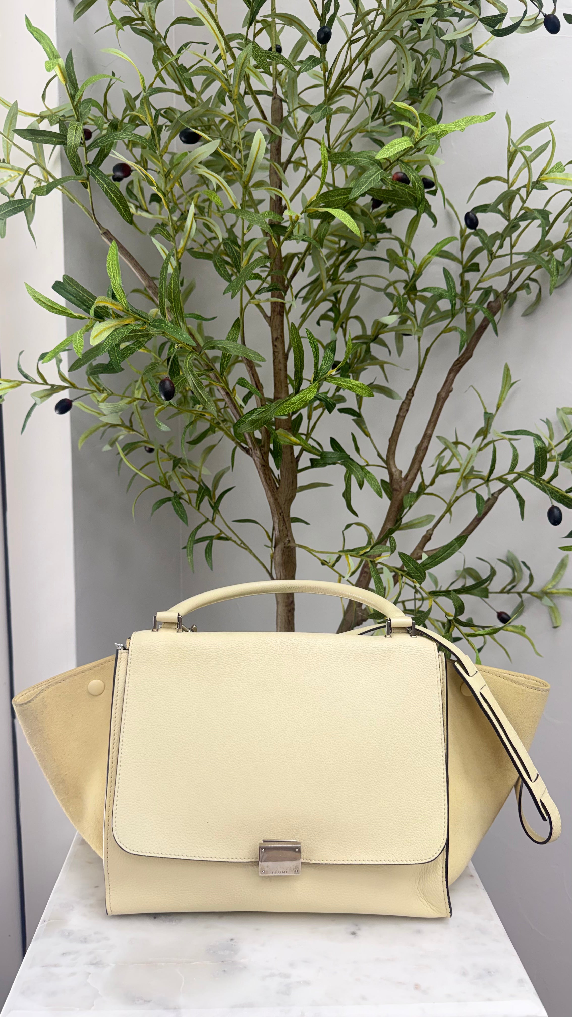Celine Butter Yellow Leather Trapeze Medium Bag