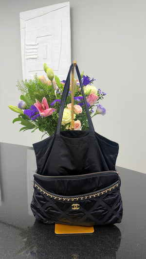 Chanel Black Nylon Lifestyle Foldable Tote Bag