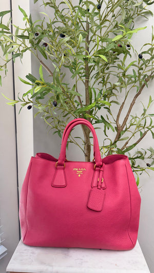 Prada Magenta Pink Grained Leather Handbag