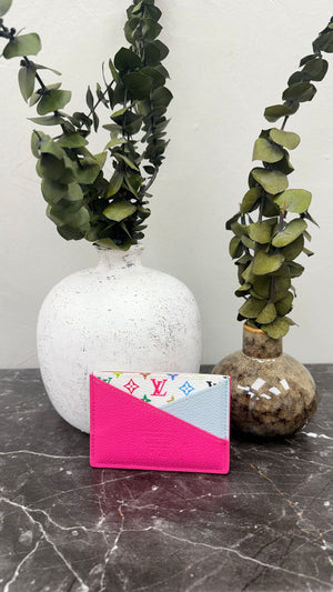 Louis Vuitton White Multicolor Monogram Leather Card Holder