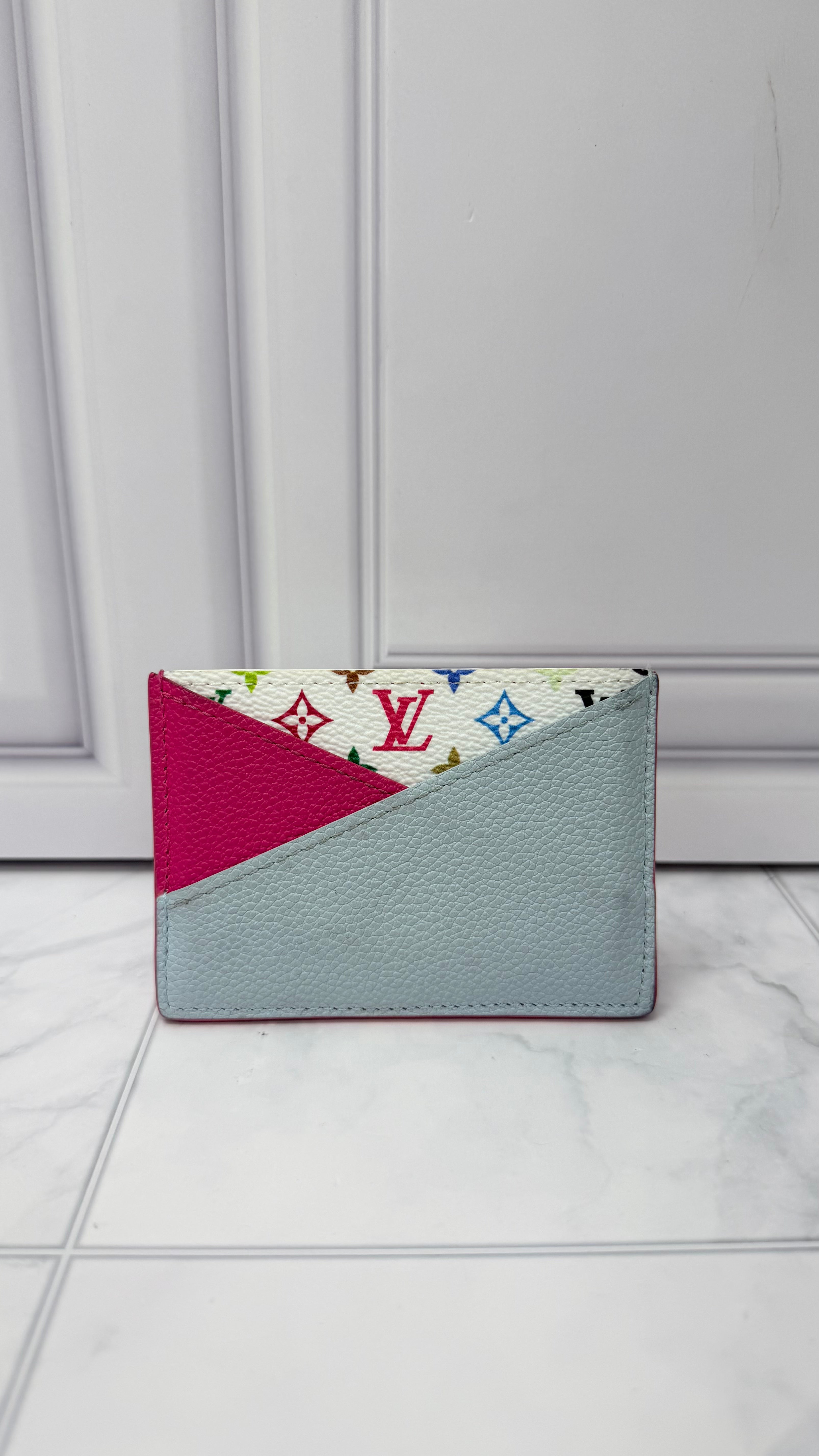 Louis Vuitton White Multicolor Monogram Leather Card Holder