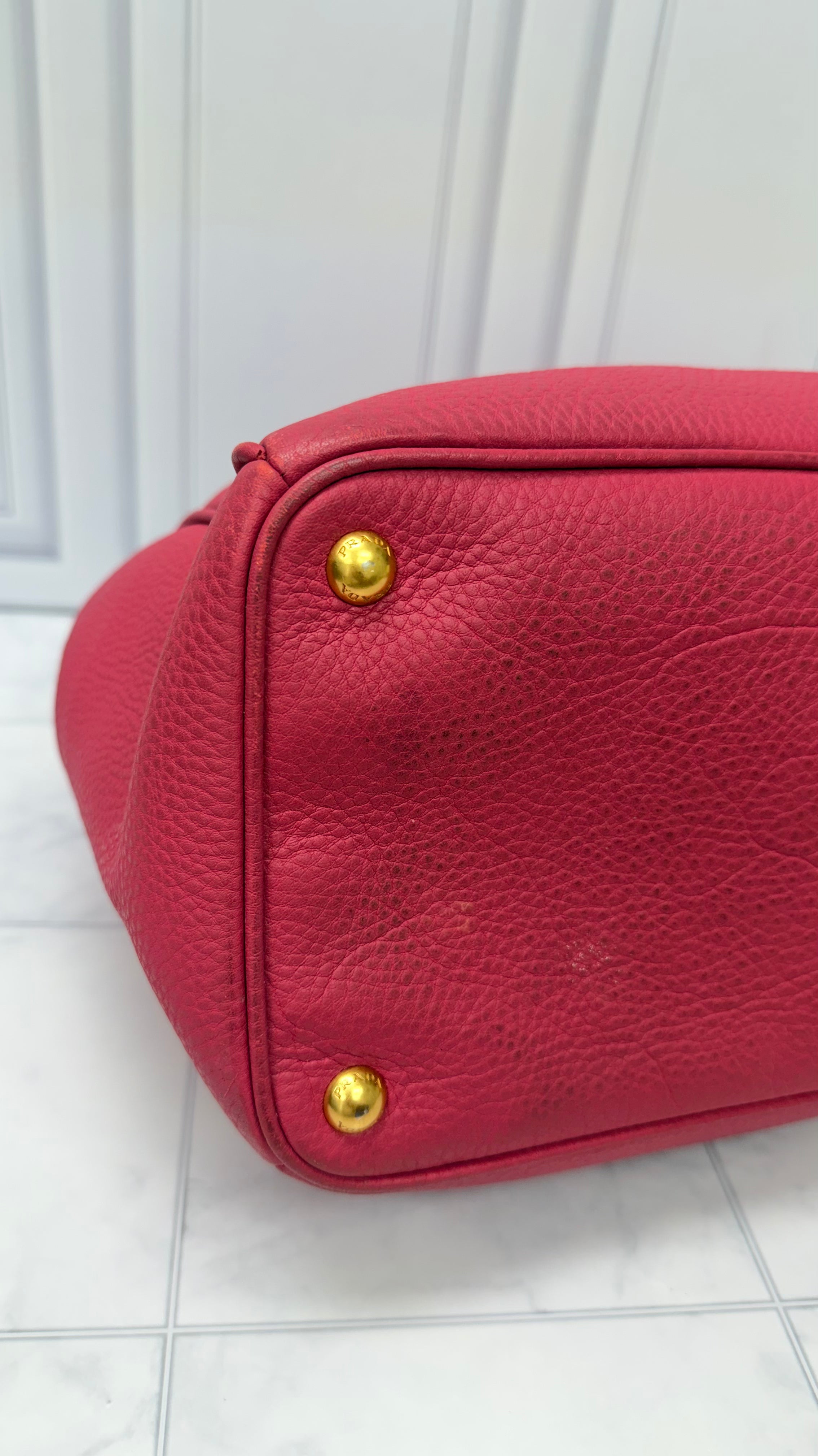 Prada Magenta Pink Grained Leather Handbag