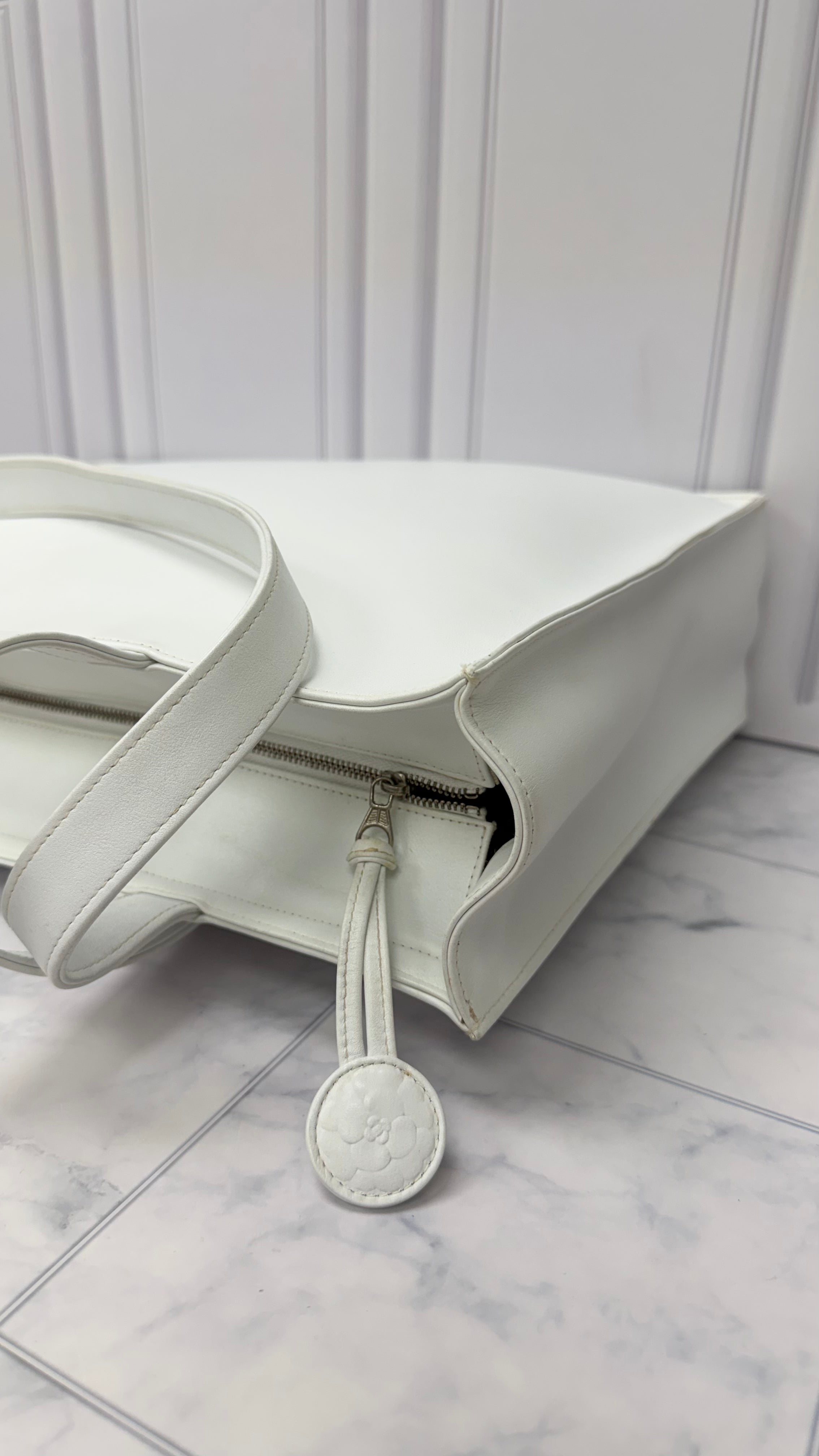 Chanel White Leather Timeless Tote Bag
