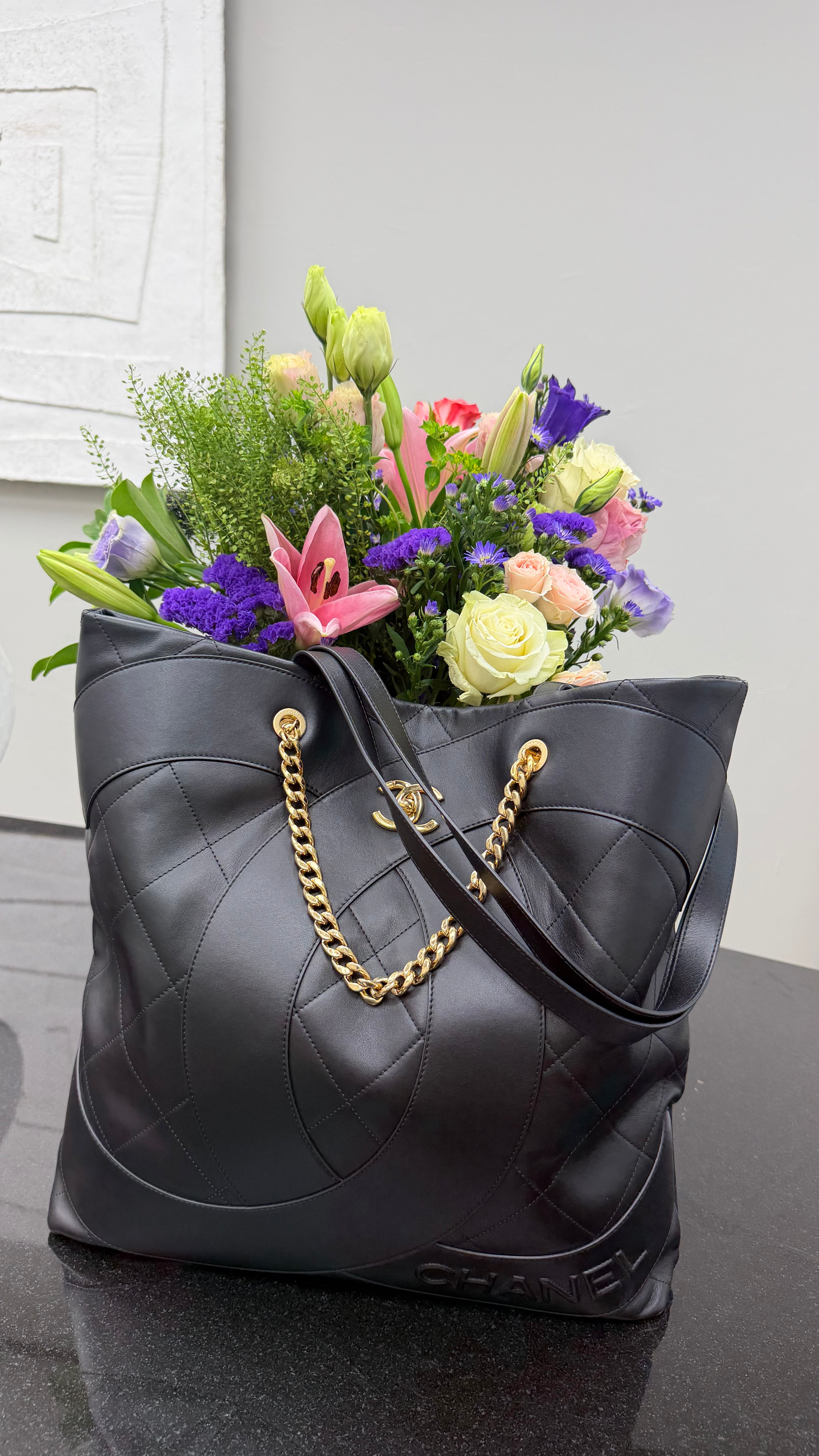 Chanel Black Leather Club Monaco Tote Bag
