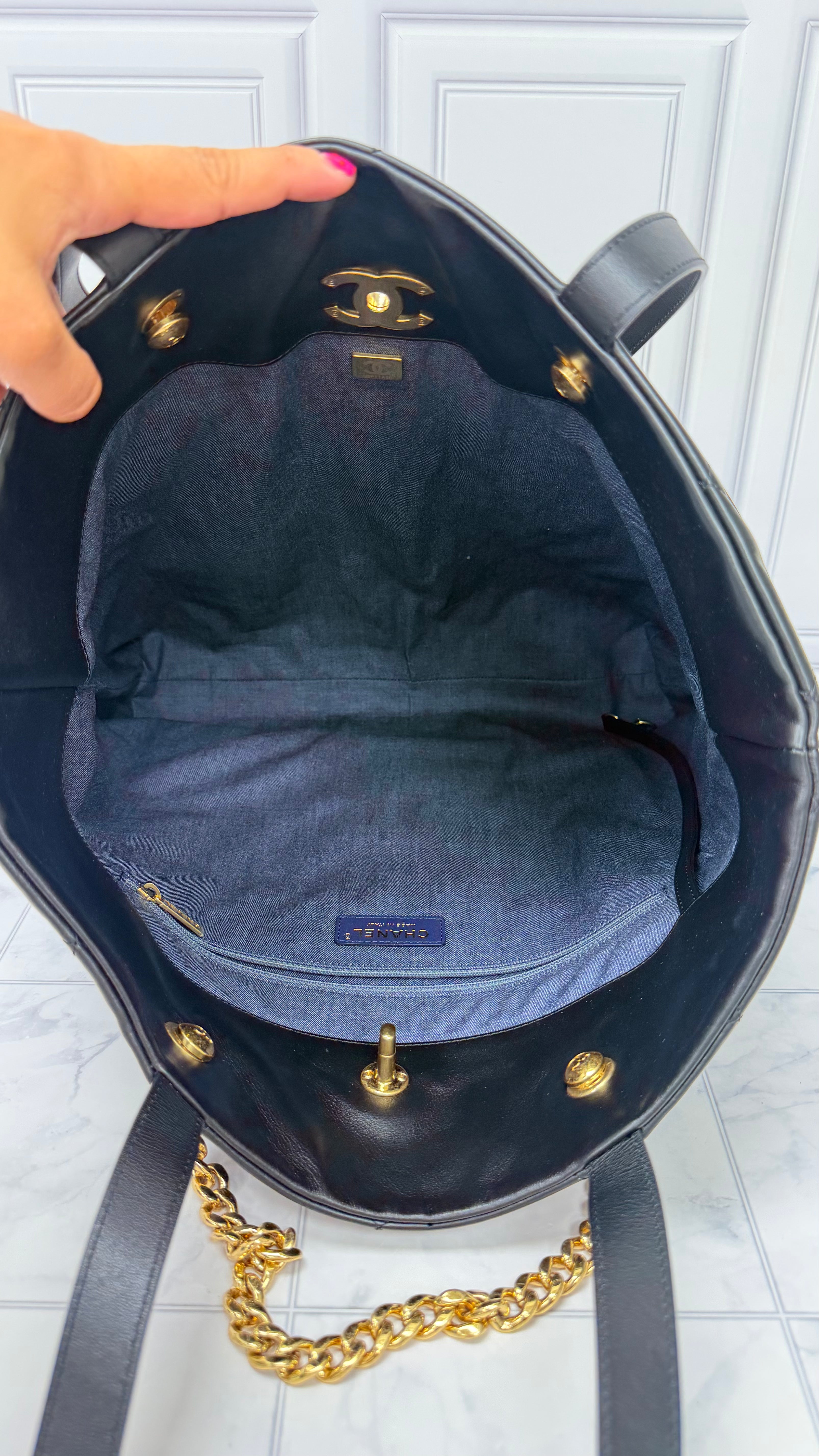 Chanel Black Leather Club Monaco Tote Bag