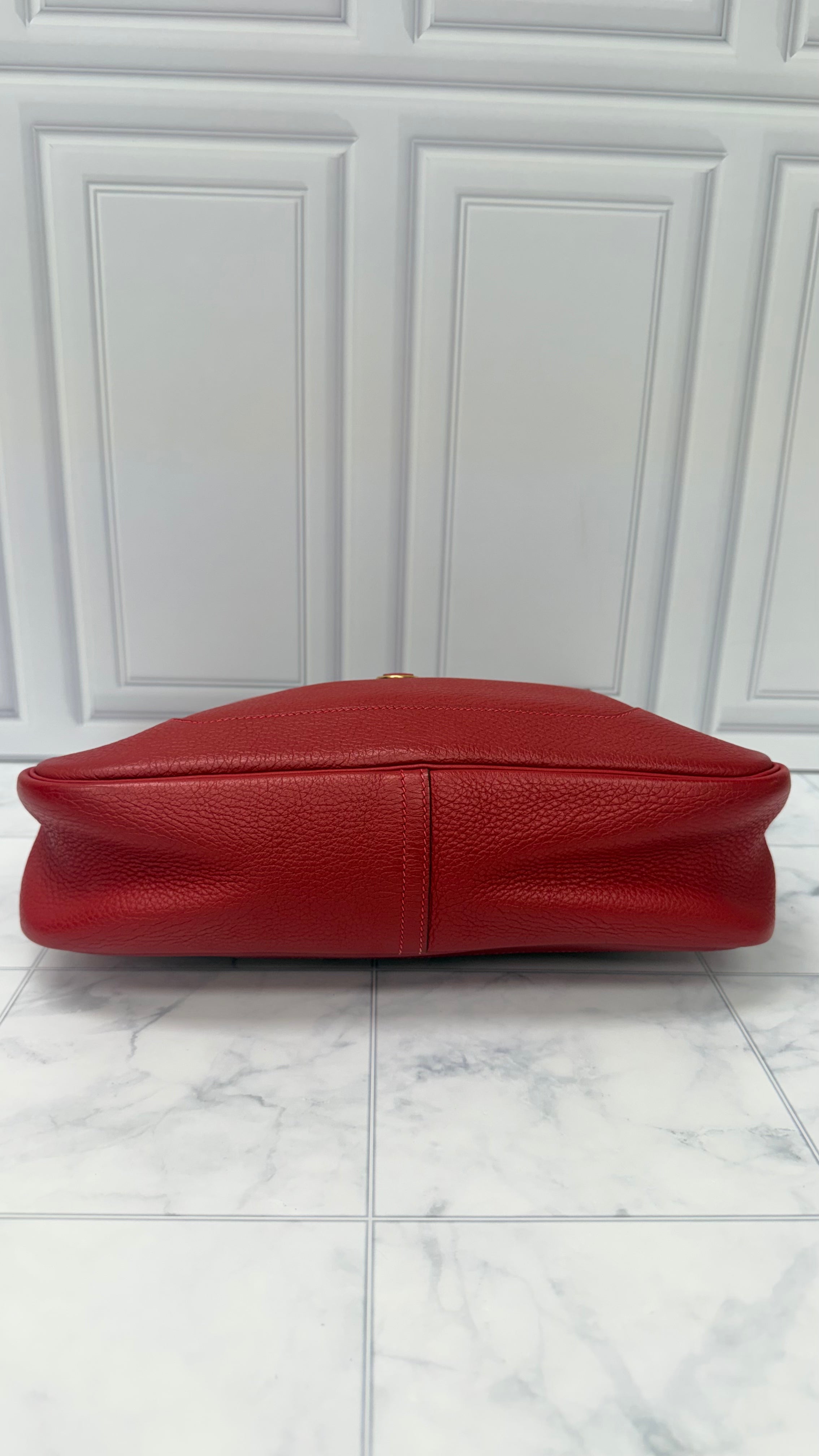 Hermes Red Togo Leather Trim 31 Shoulder Bag