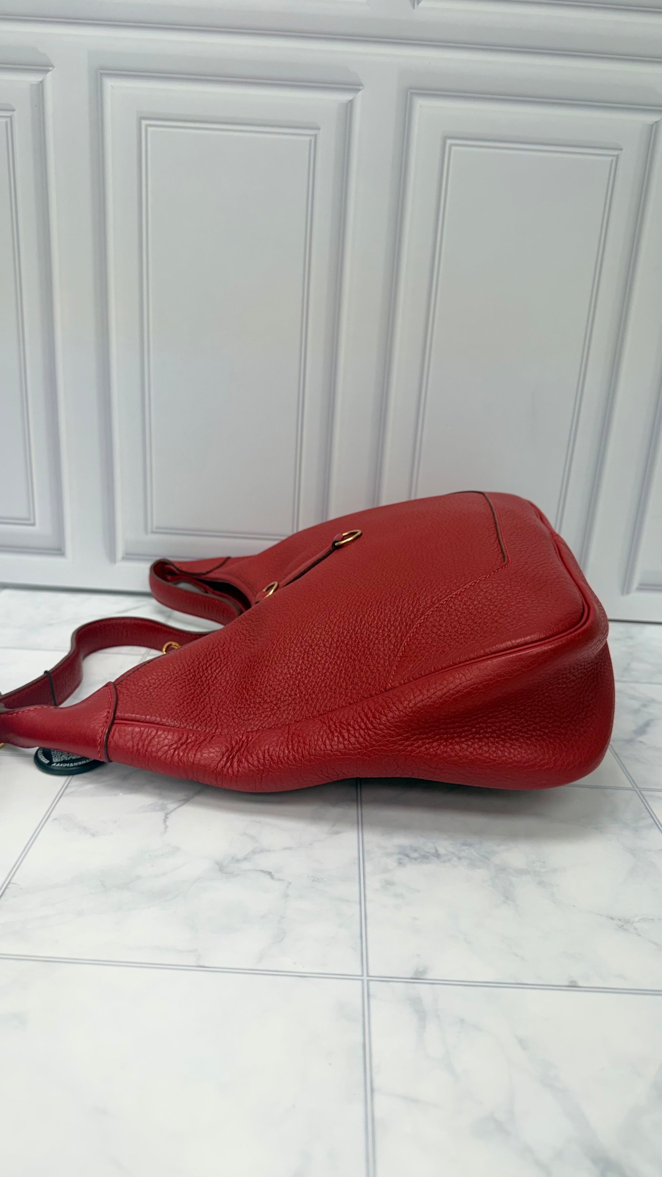 Hermes Red Togo Leather Trim 31 Shoulder Bag