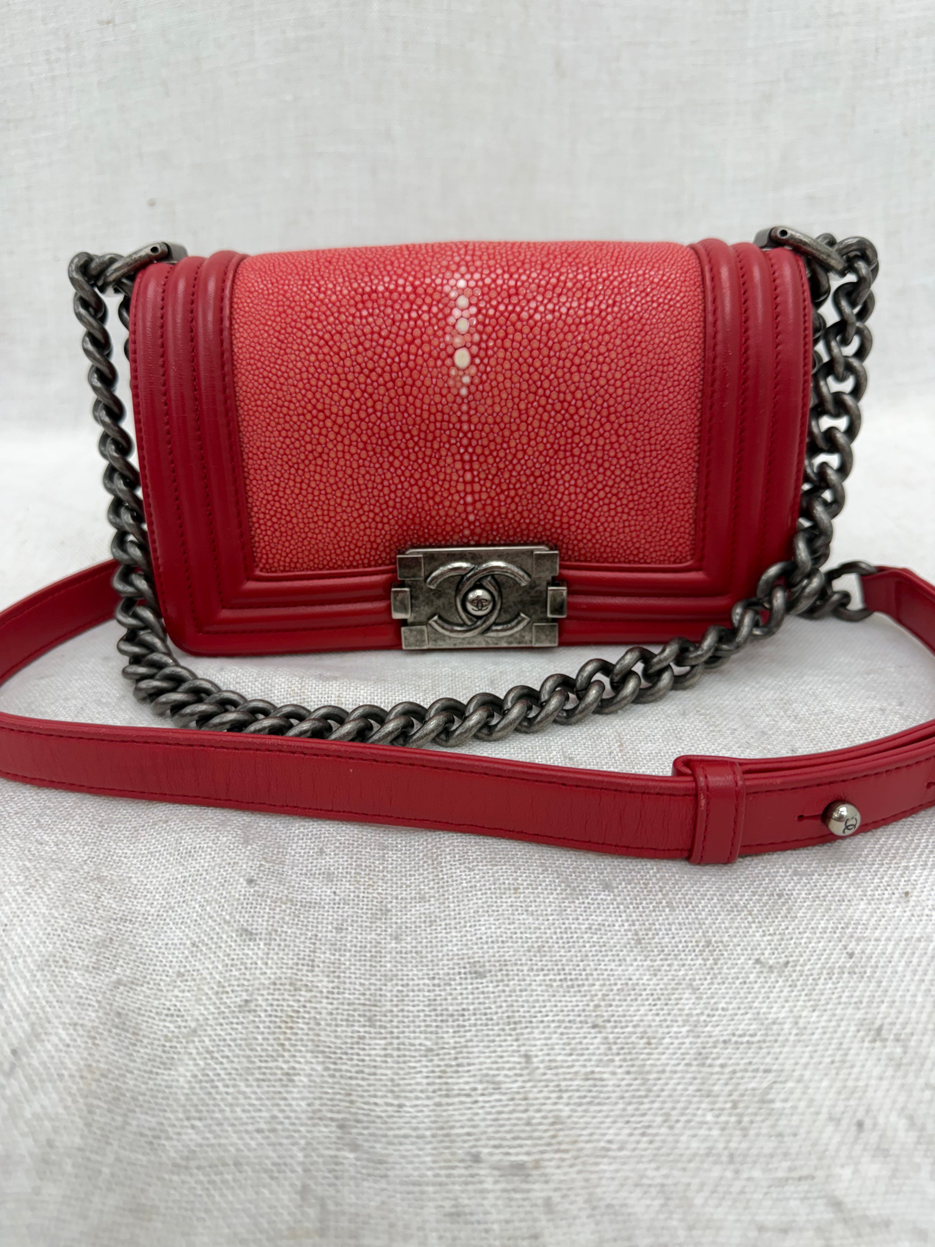 Chanel Red Stingray Small Flap Boy Bag