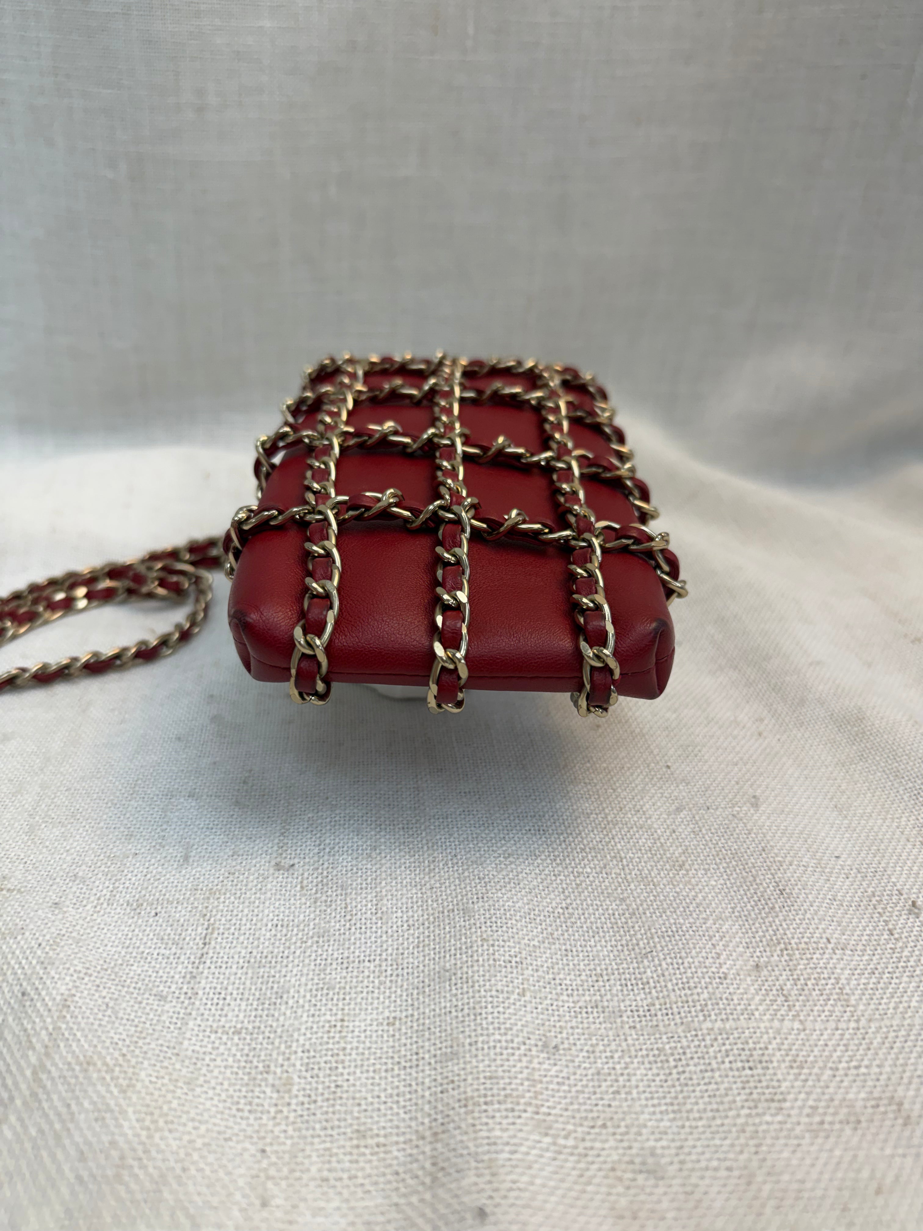 Chanel Red Calfskin Tech Me Out Phone Crossbody Holder