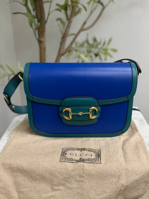 LIKE NEW Gucci Royal Blue Leather Medium Horsebit Shoulder Bag