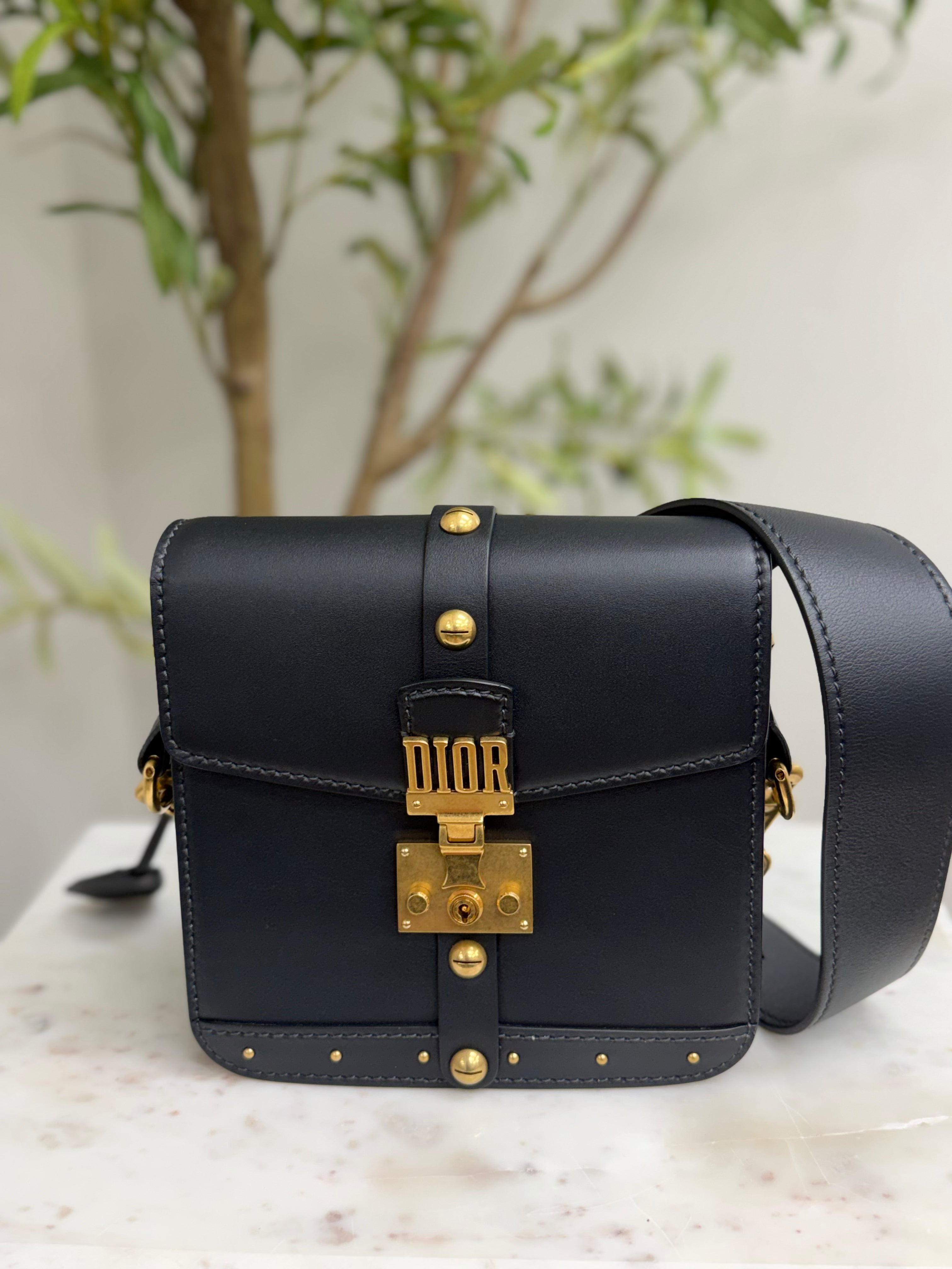 Christian Dior Black Leather DiorAddict Studded Shoulder Bag