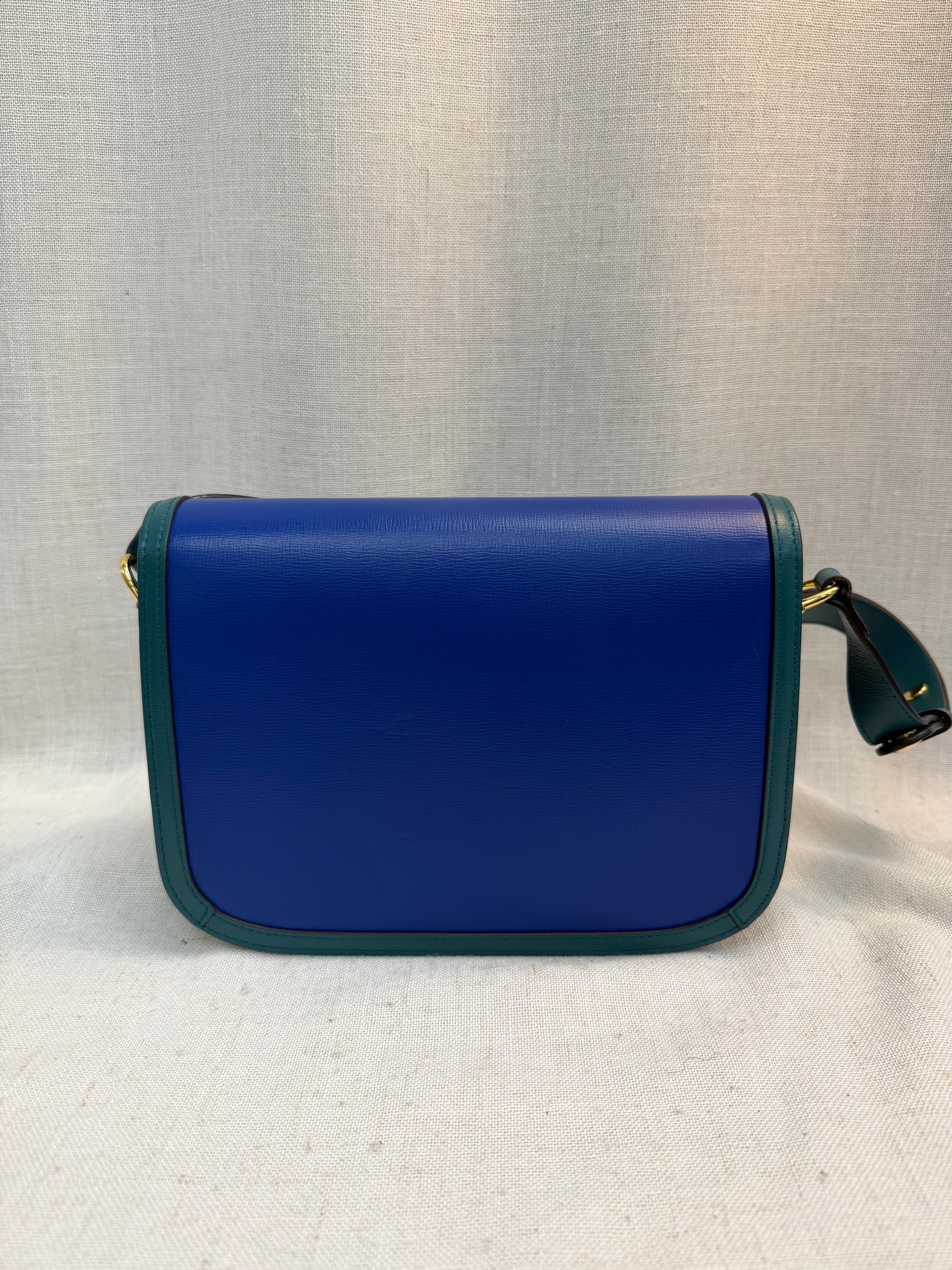 LIKE NEW Gucci Royal Blue Leather Medium Horsebit Shoulder Bag