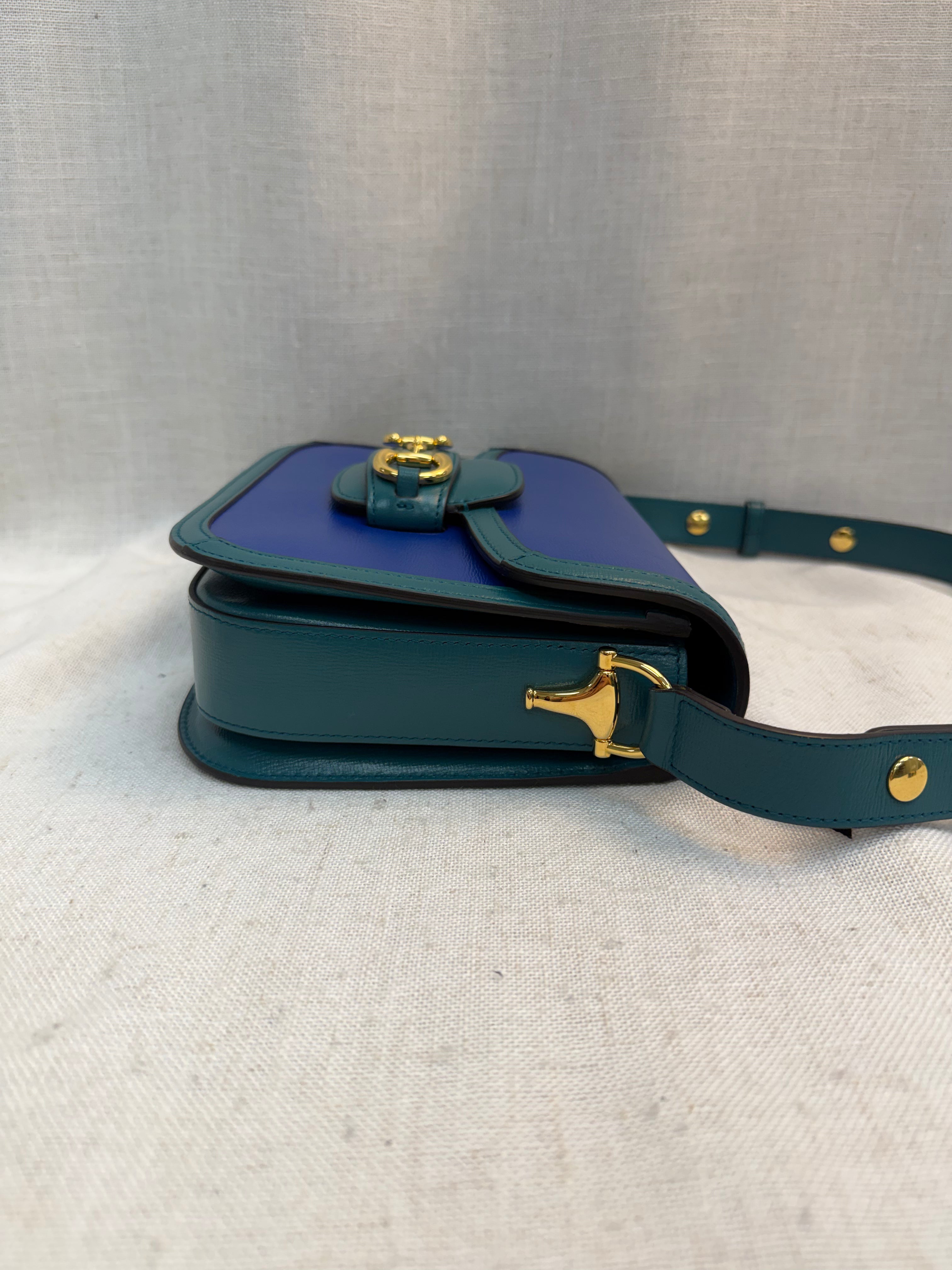 LIKE NEW Gucci Royal Blue Leather Medium Horsebit Shoulder Bag