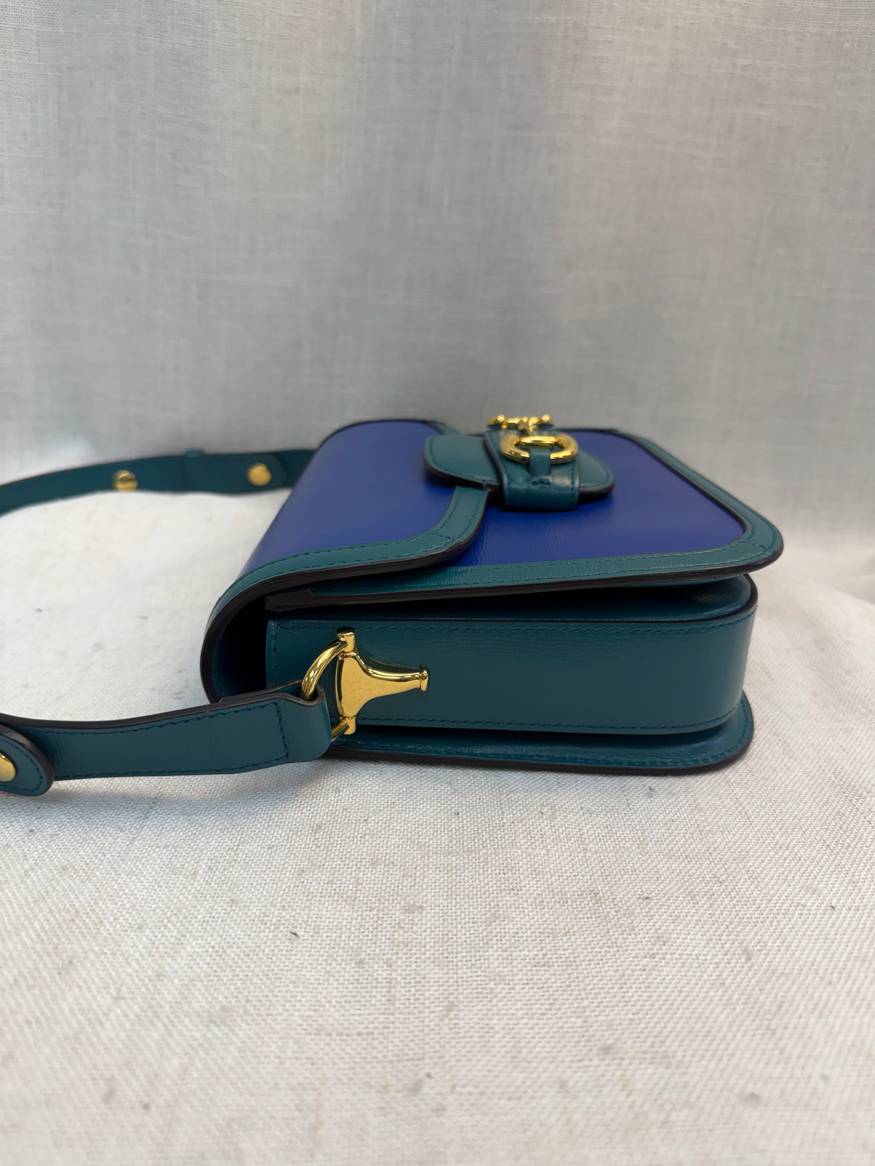LIKE NEW Gucci Royal Blue Leather Medium Horsebit Shoulder Bag