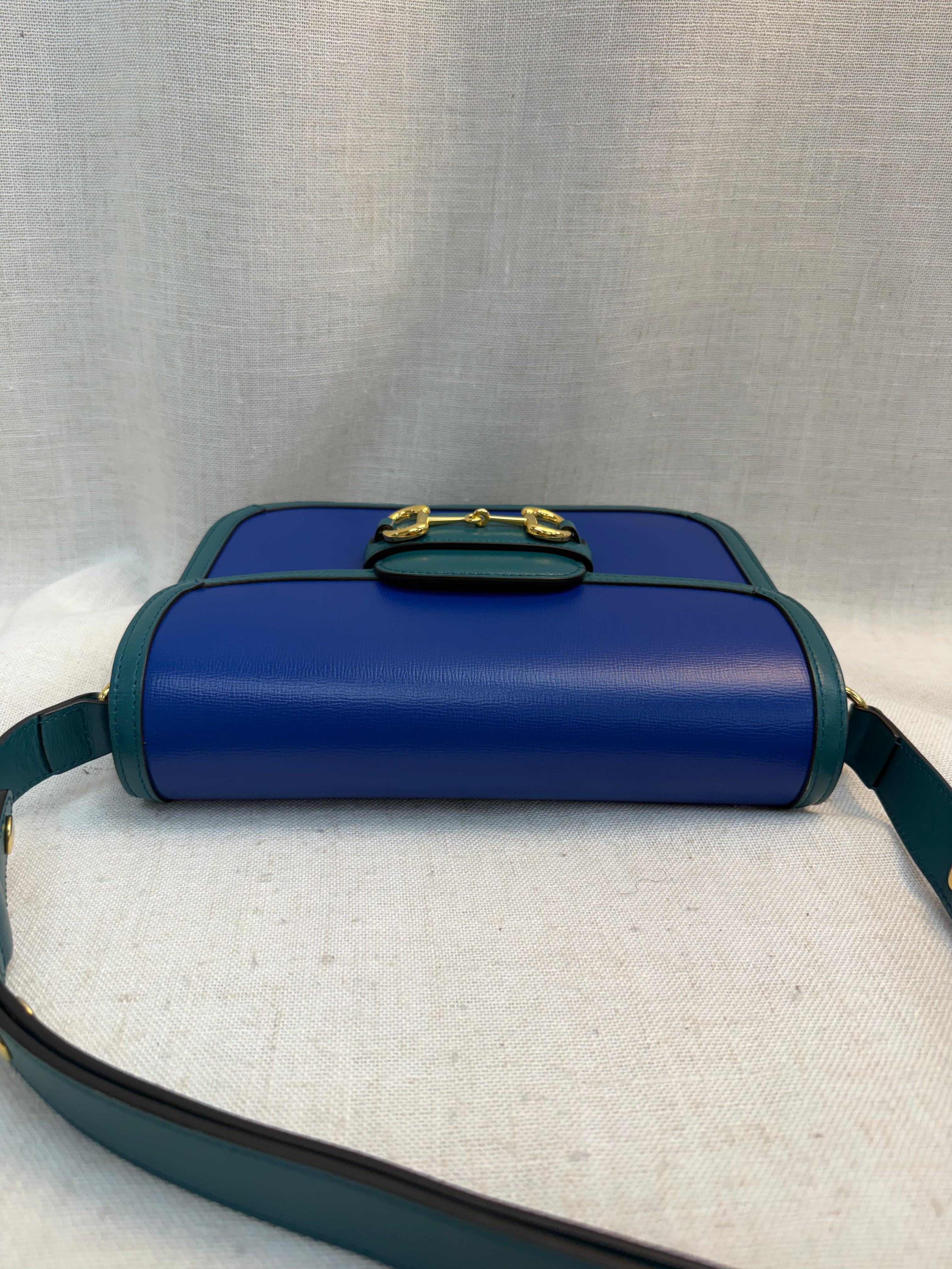 LIKE NEW Gucci Royal Blue Leather Medium Horsebit Shoulder Bag
