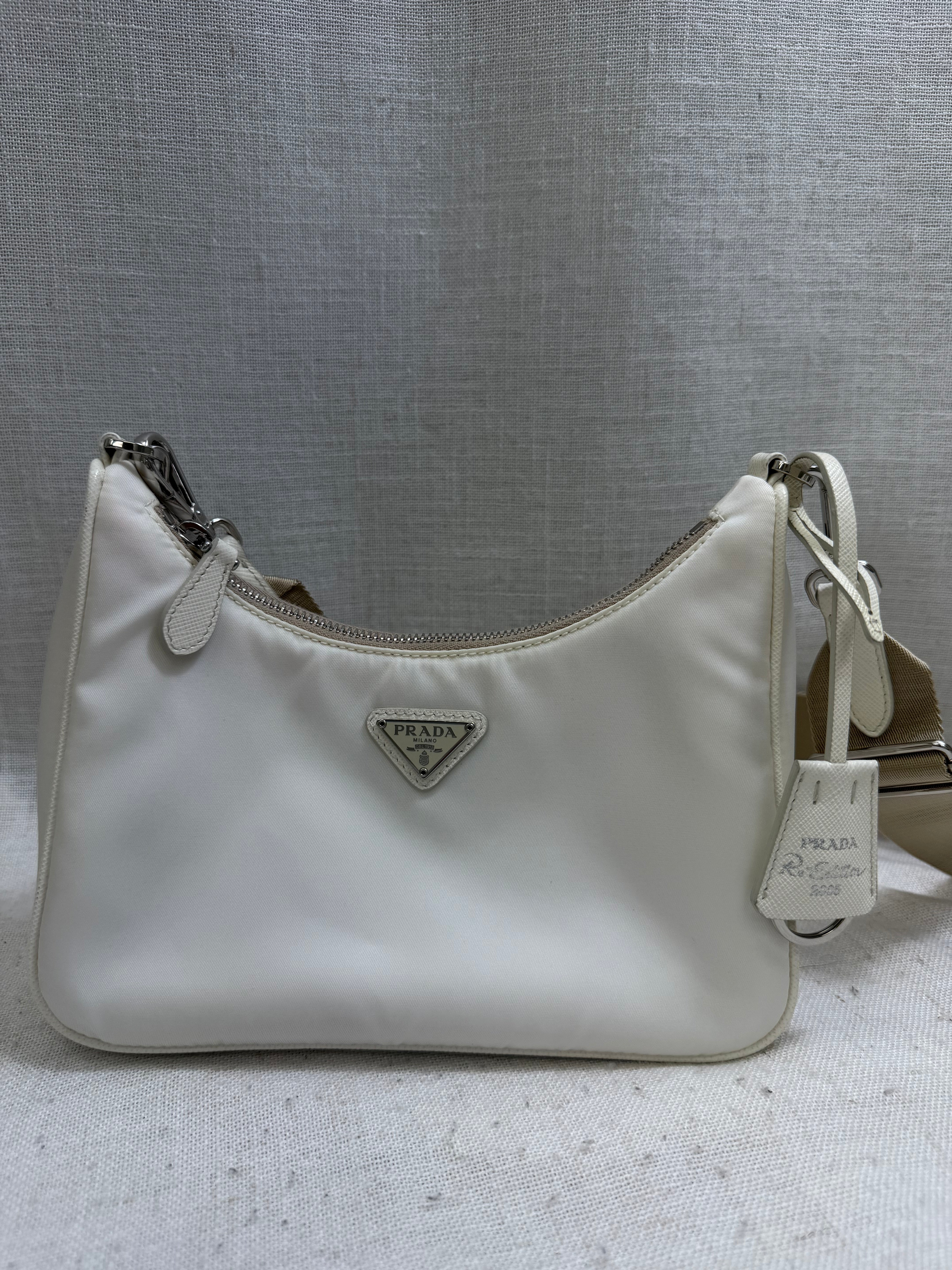 Prada White Tessuto Nylon Re-Edition Crossbody Bag