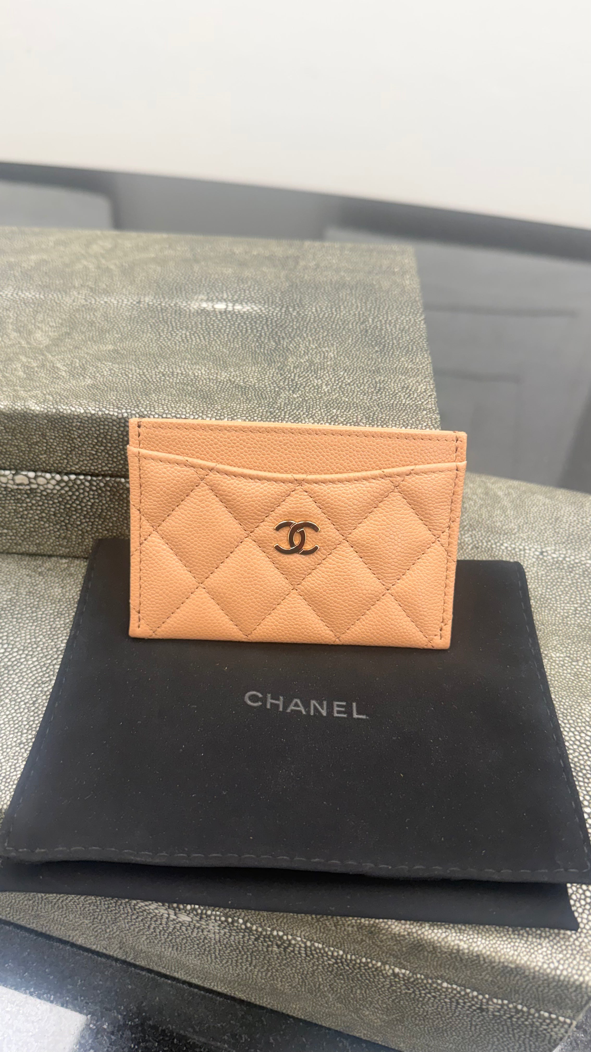 BRAND NEW - Chanel Beige Caviar Leather Card Holder