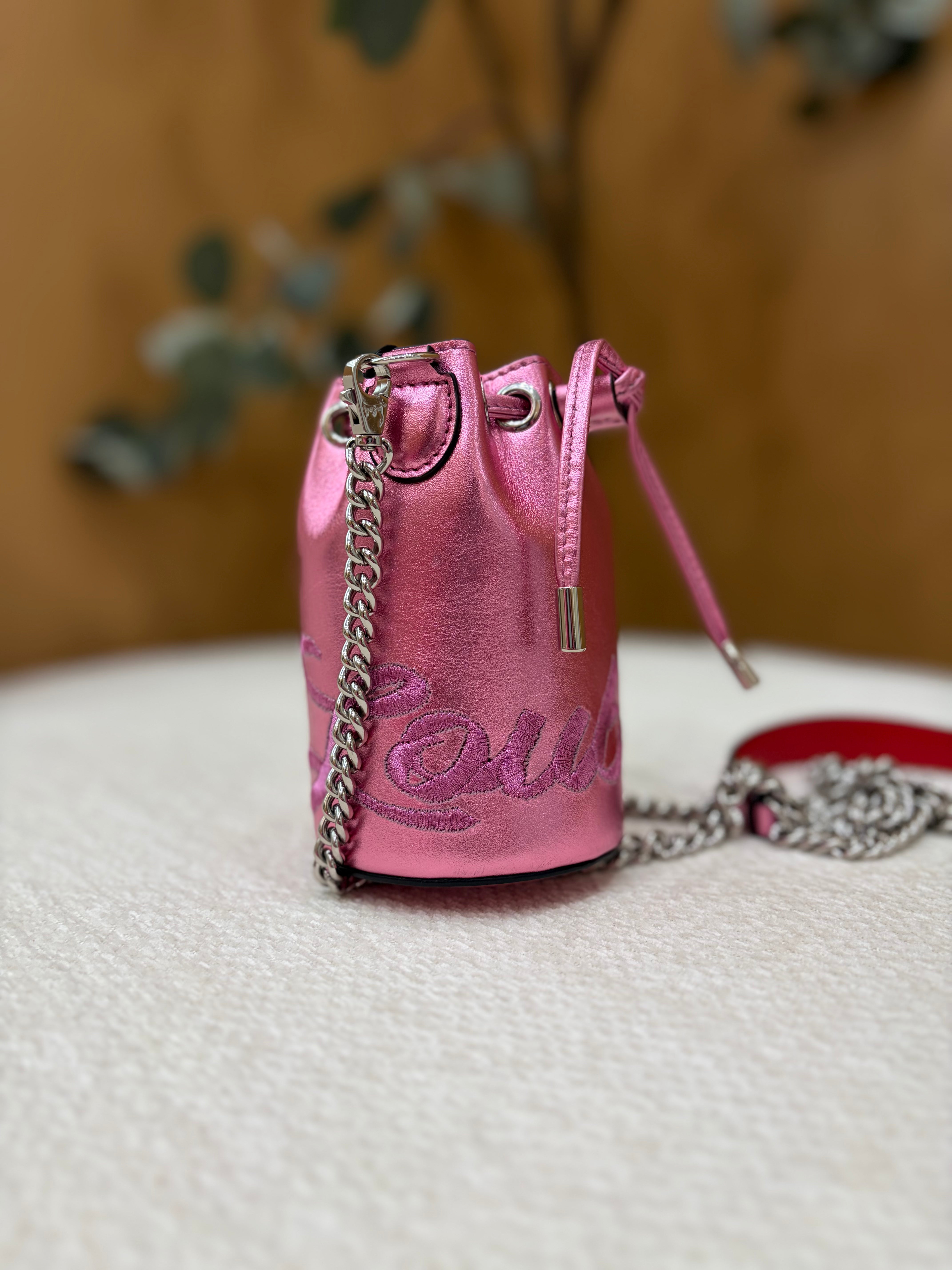 Christian Louboutin Metallic Pink Marie Jane Mini Bucket Bag