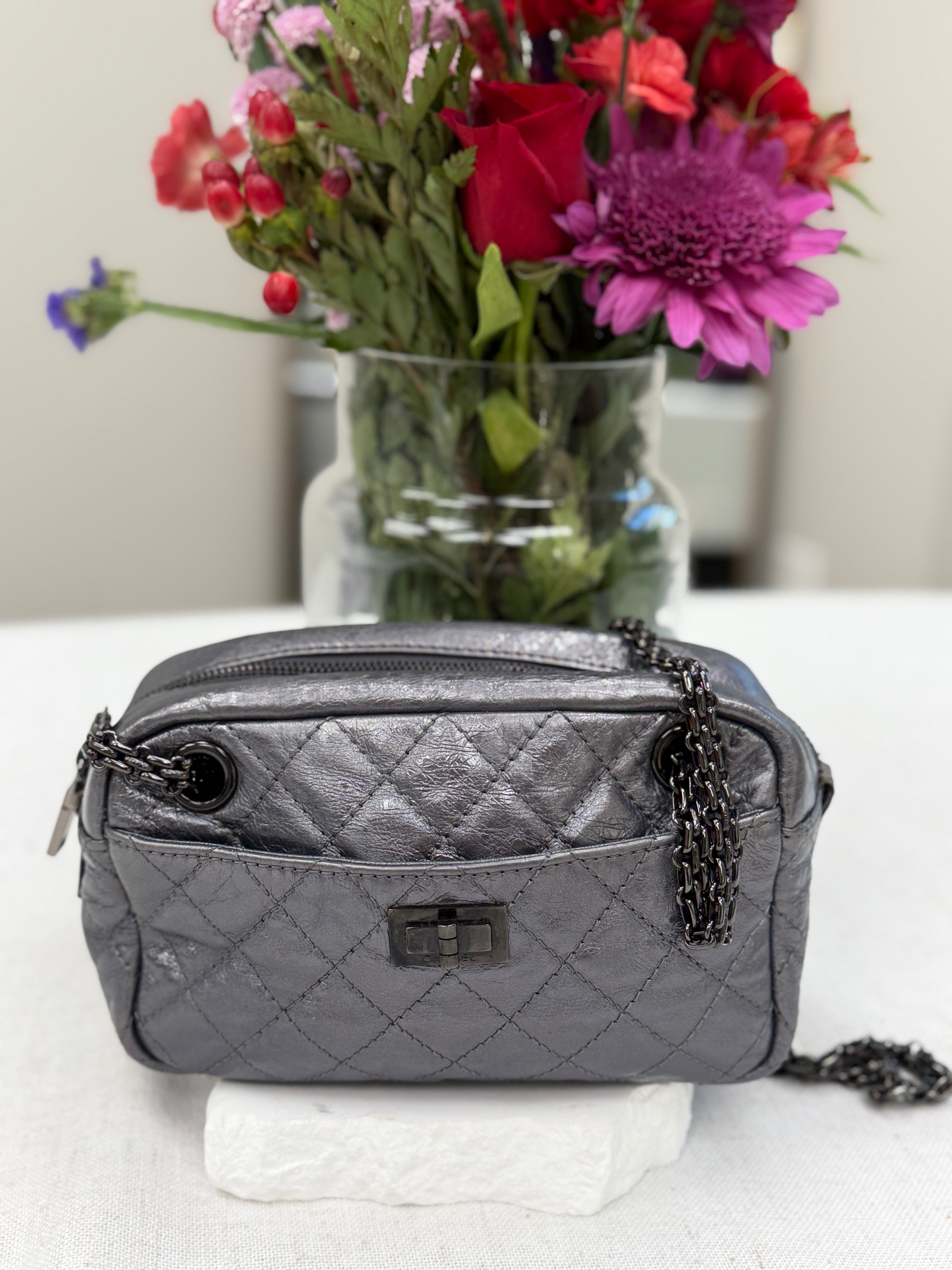 Chanel Gray Metallic Calfskin Reissue Camera Bag