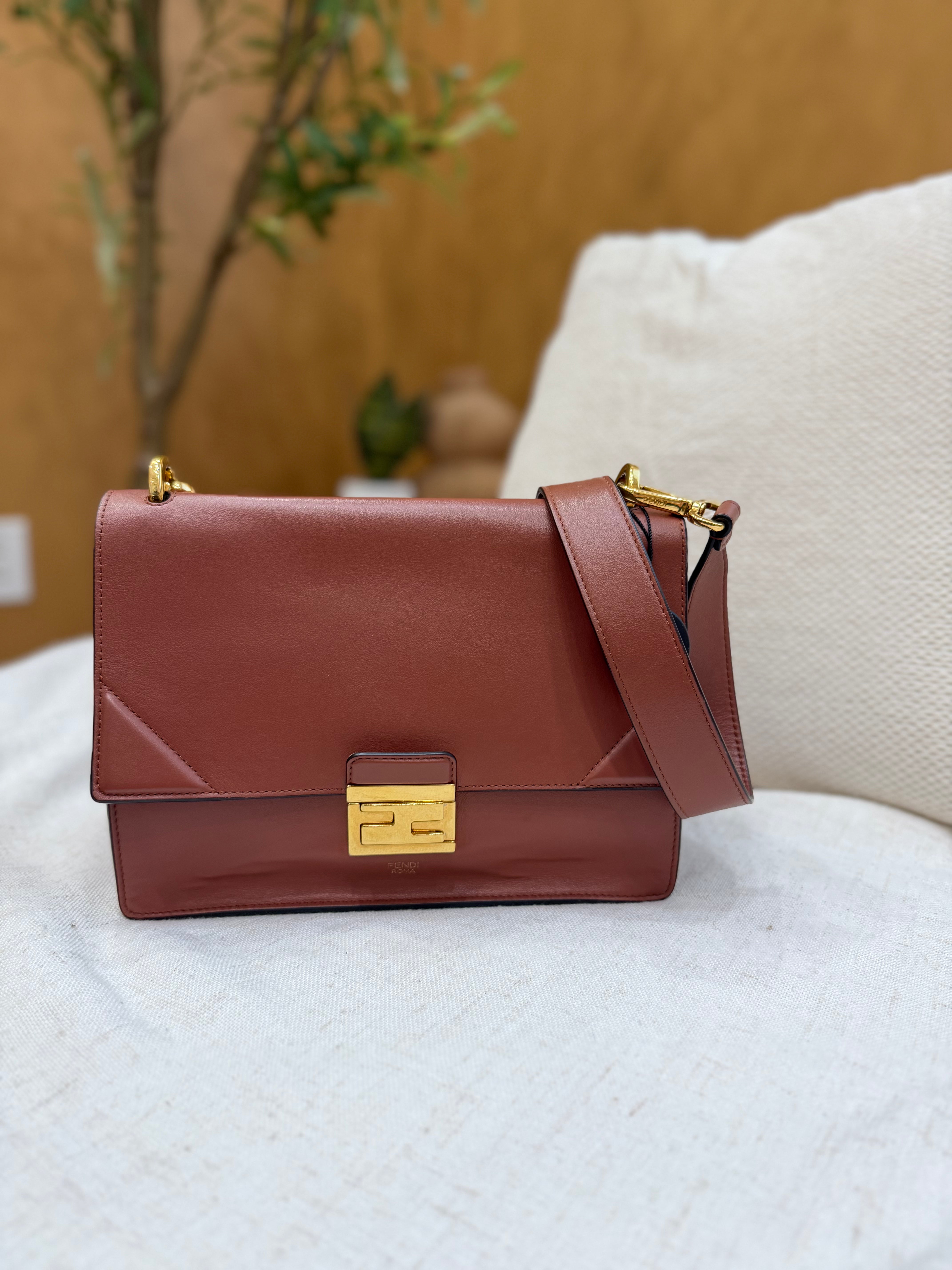 *DONS PRE-DROP*  Fendi Rust Leather Kan U Shoulder Bag