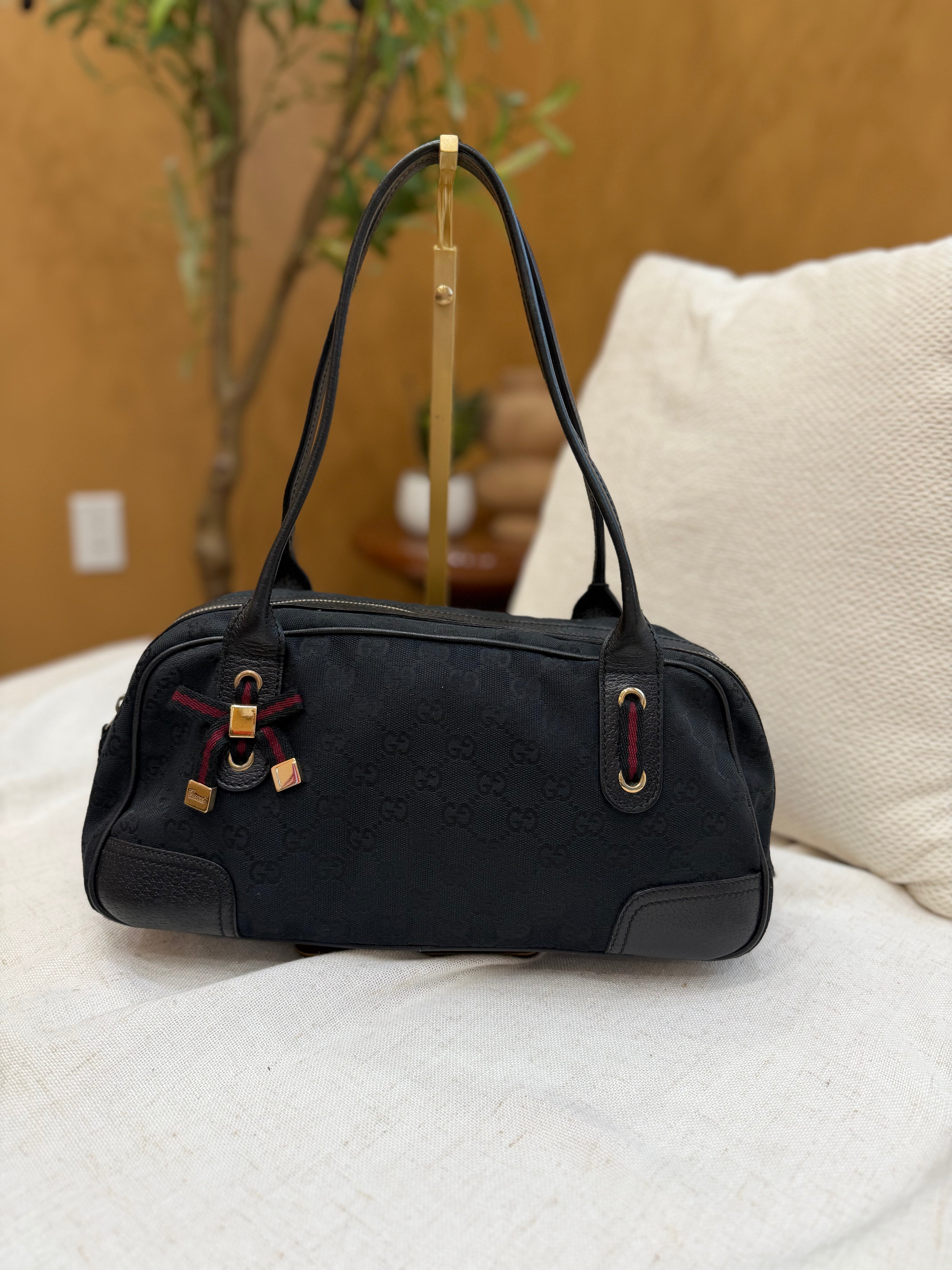 *DONS PRE-DROP*  Gucci Black Canvas GG Print Princy Shoulder Bag