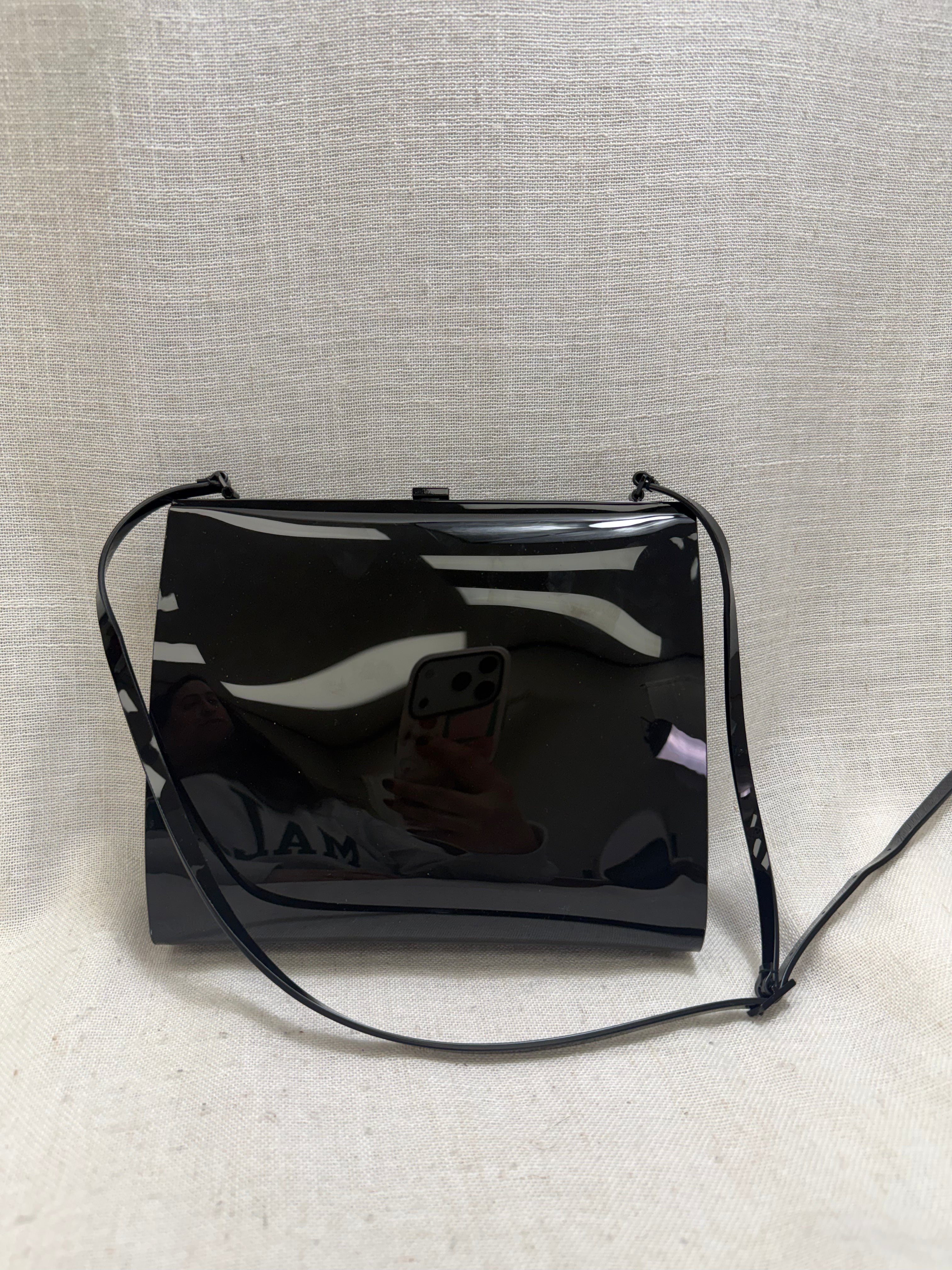 Saint Laurent YSL Black Vinyl  Le Anne Marie Shoulder Bag