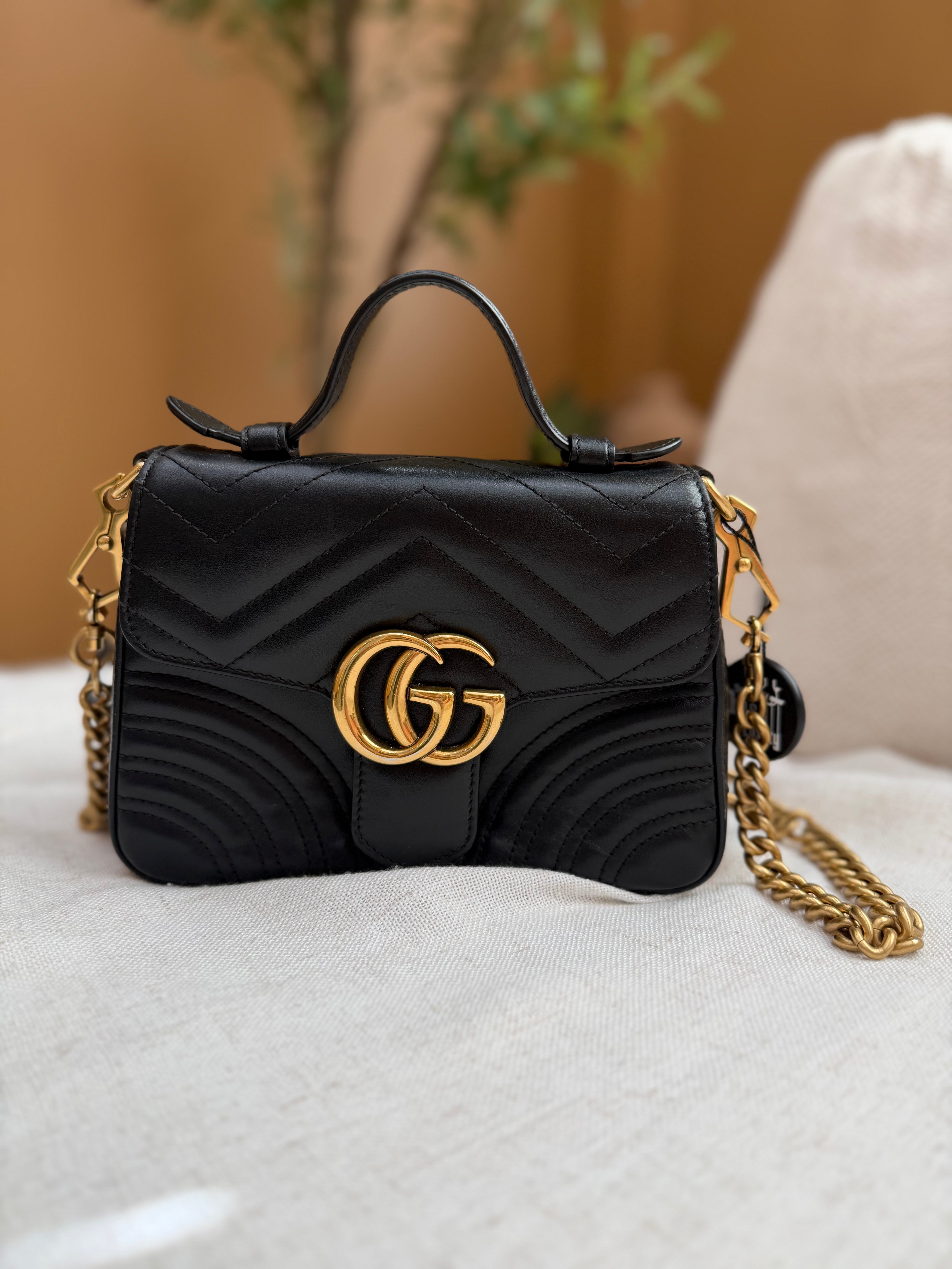 *DONS PRE-DROP*  Gucci Black Leather Two Way Mini Marmont Bag